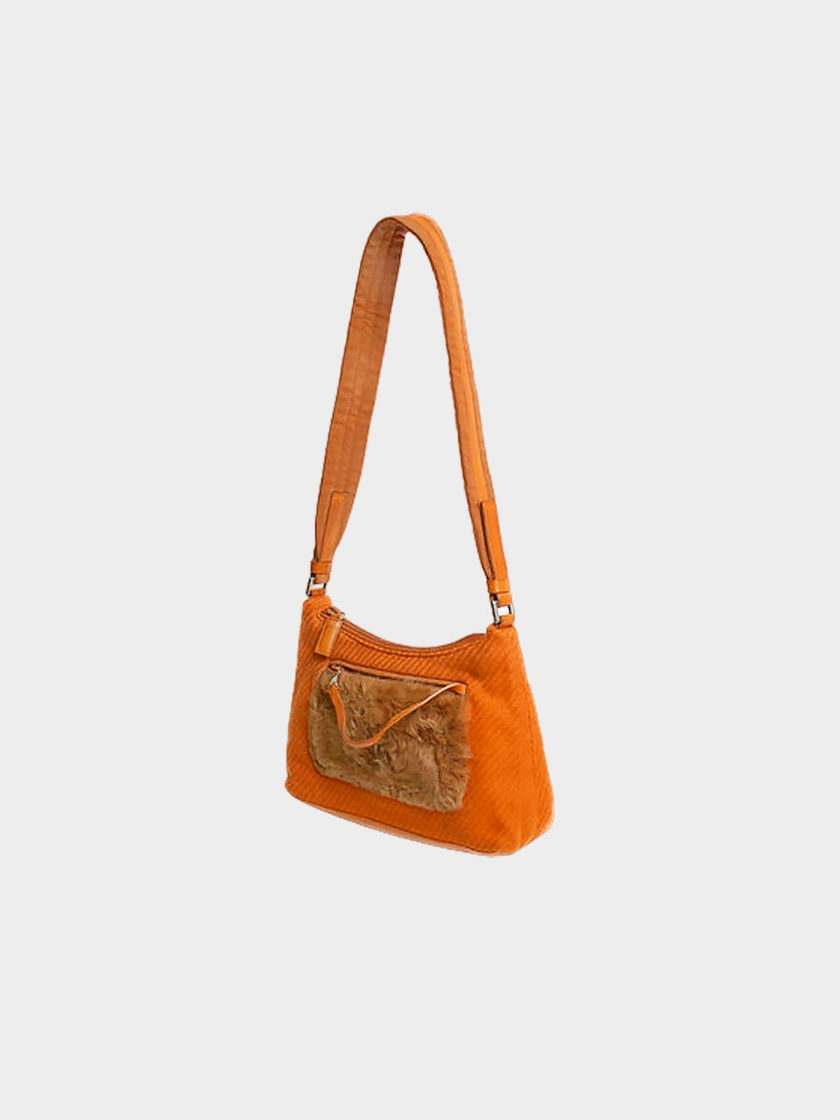 Prada FW 1999 Orange Wool and Fur Shoulder Bag