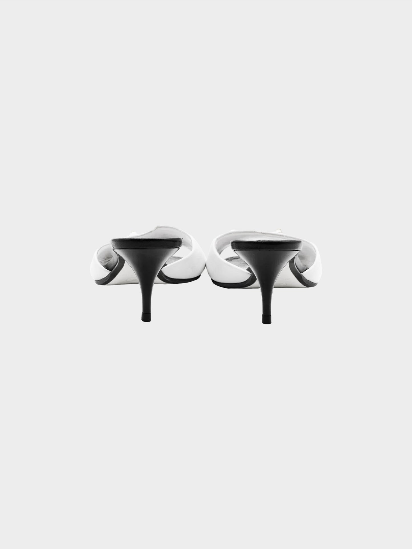 Chanel by Karl Lagerfeld 2000 Black and White Two-tone Leather Sandals