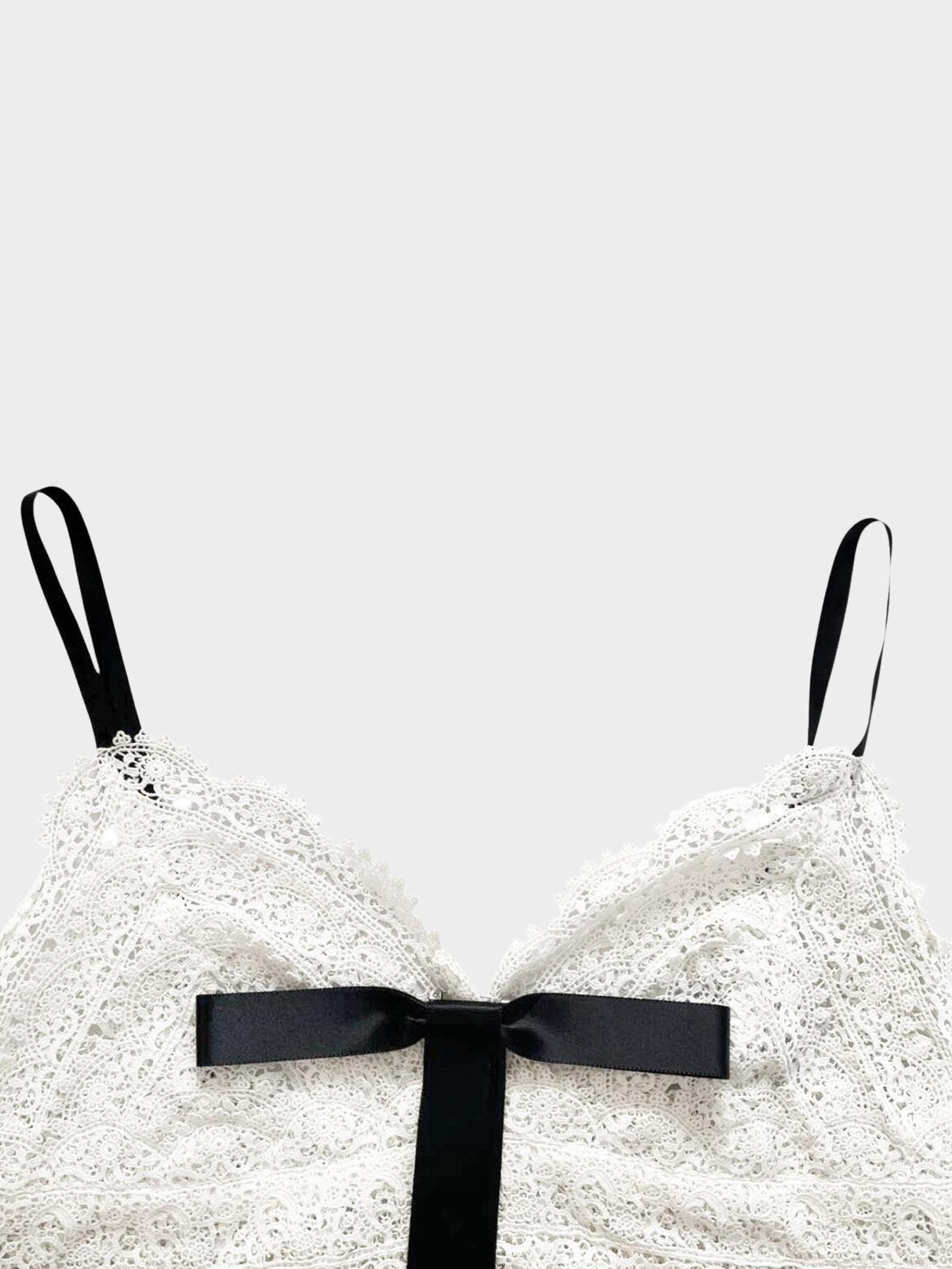 Chanel SS 2005 Black and White Lace and Stripe Printed Top