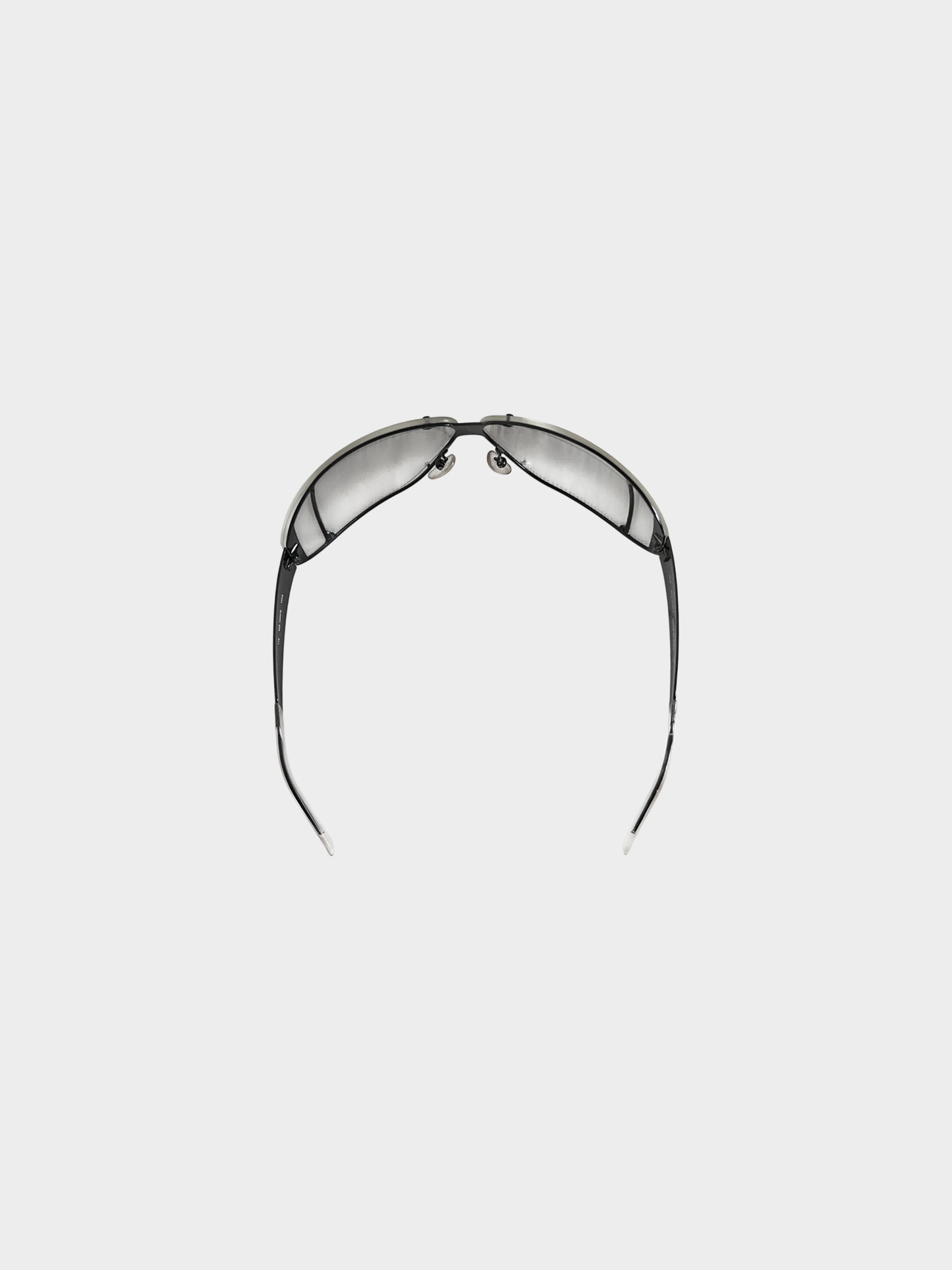 Gucci 1990s Rare Black Futuristic Aviator Sunglasses