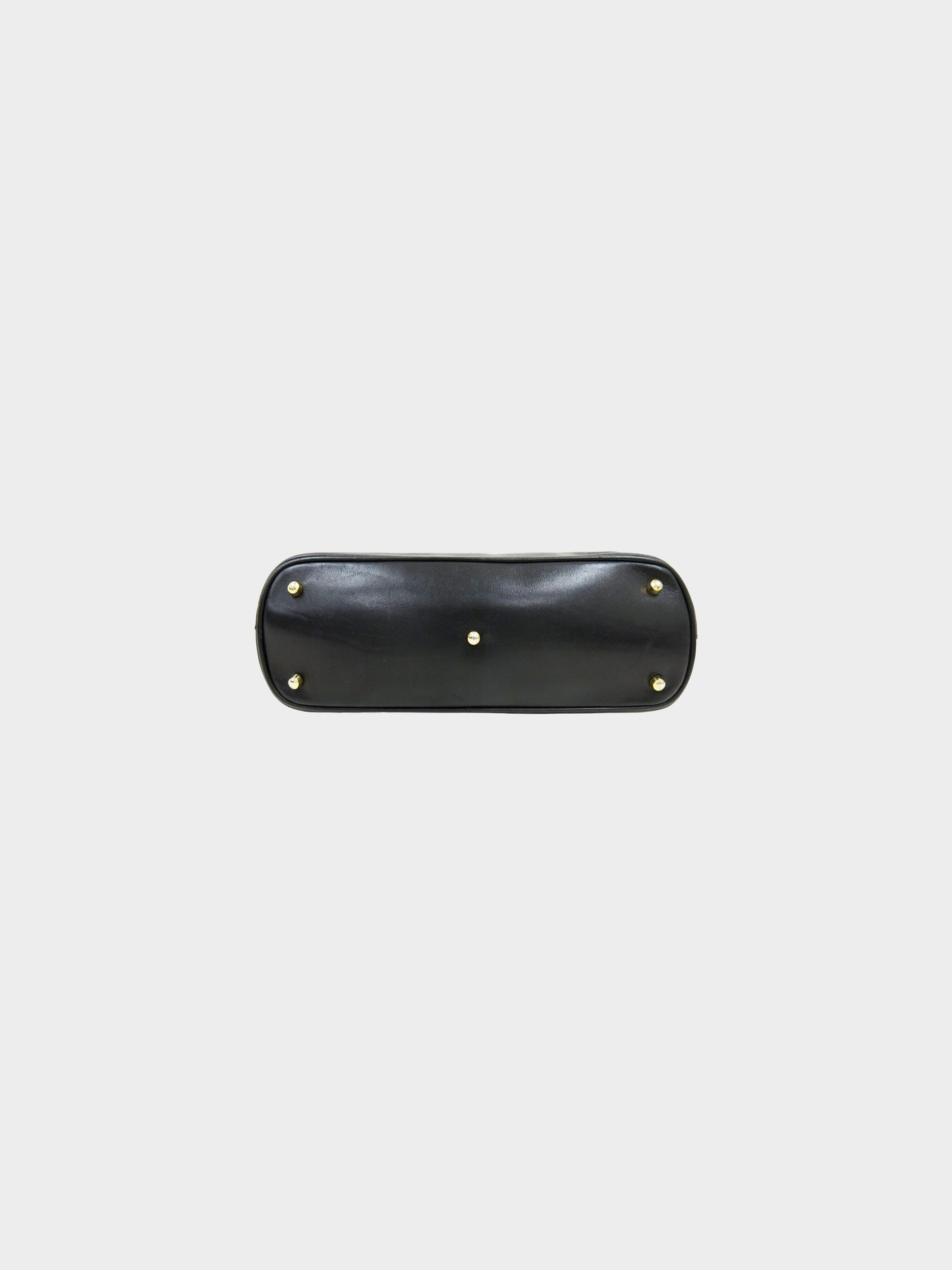Gucci 1990s Black Leather Bamboo Top Handle Bag