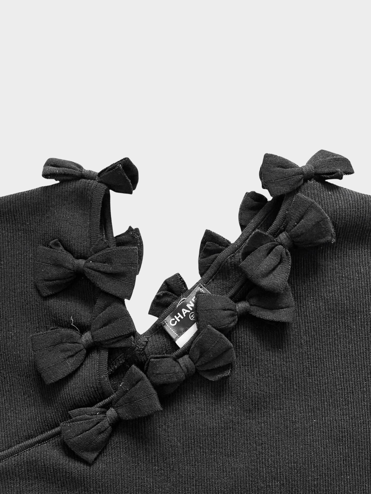 Chanel SS 2009 Black Ribbon Short Sleeve Knit Top