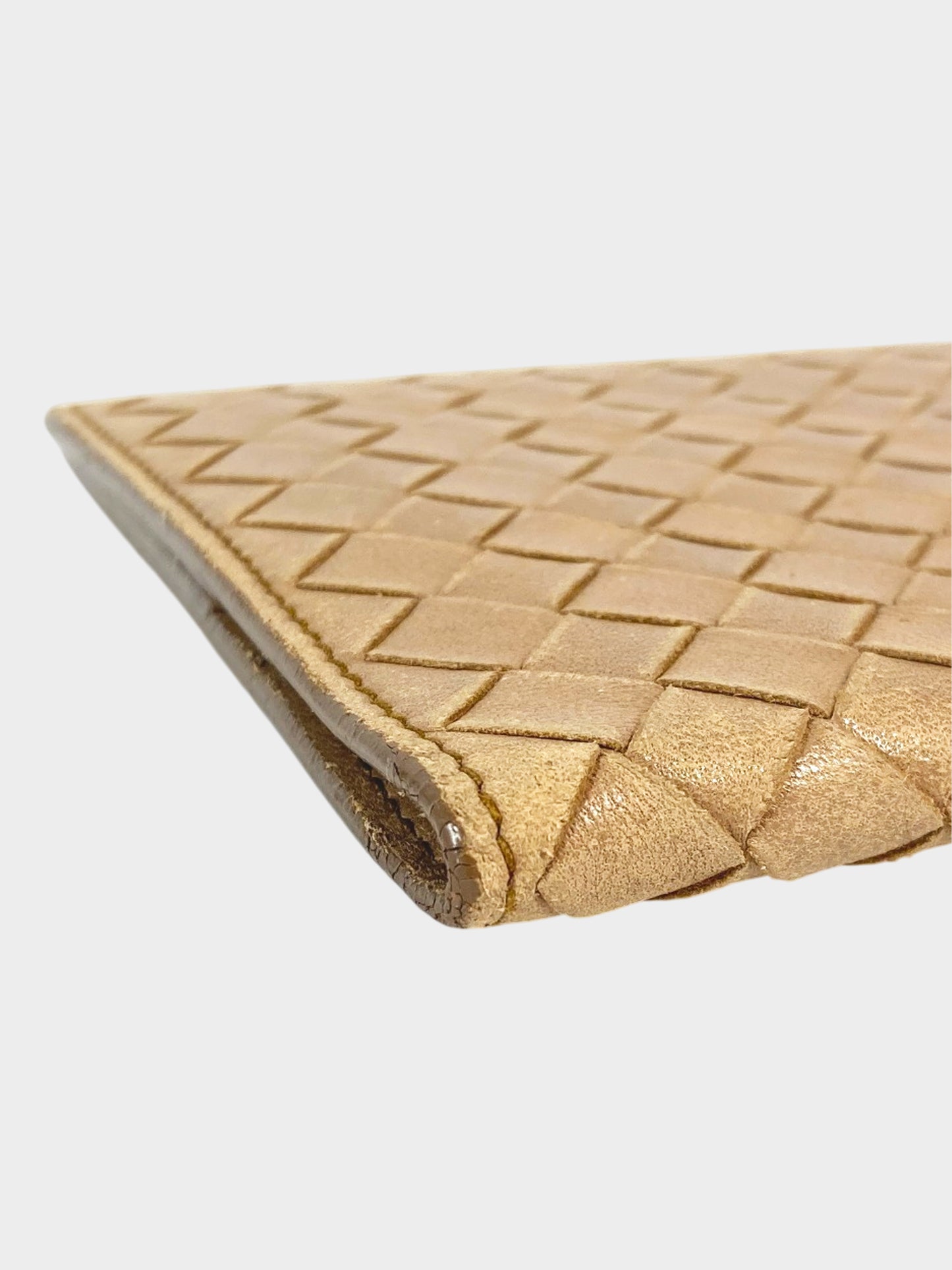 Bottega Veneta 2000s Beige Intrecciato Leather Passport Case