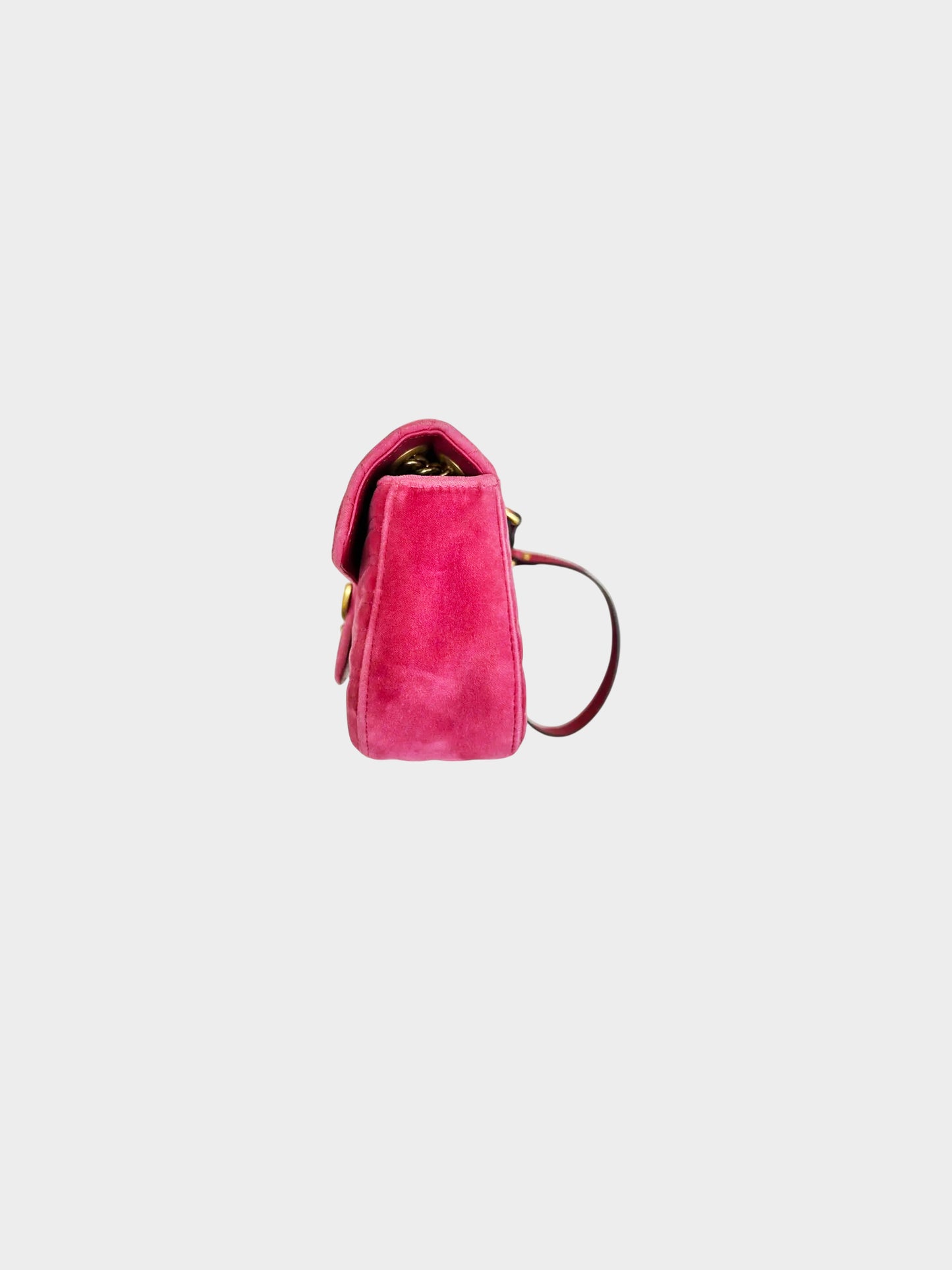 Gucci 2010s Pink Velvet Marmont Matelasse GG Small Shoulder Bag