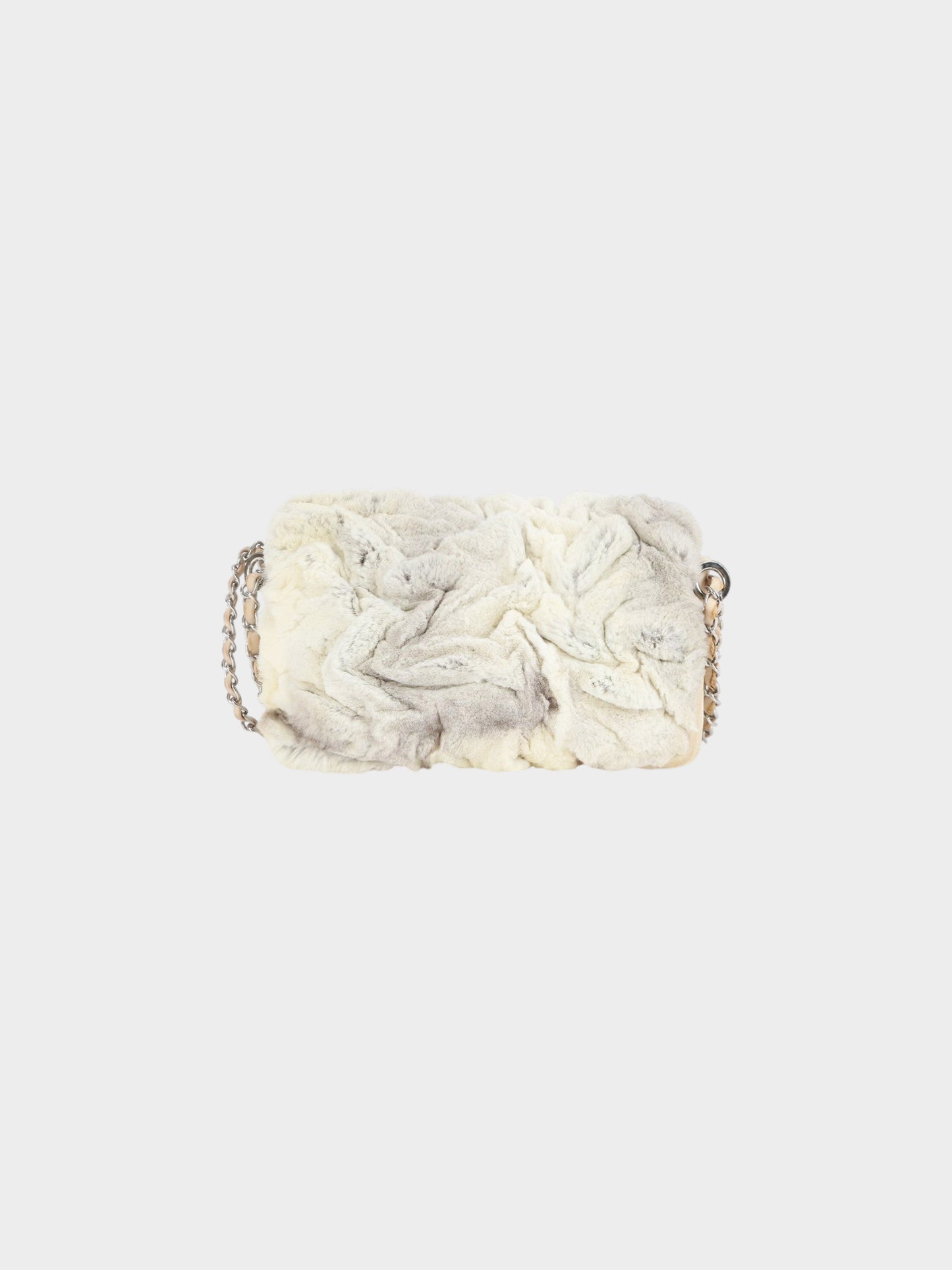 Chanel 2006-2008 Beige Rabbit Fur and Leather Flap Bag