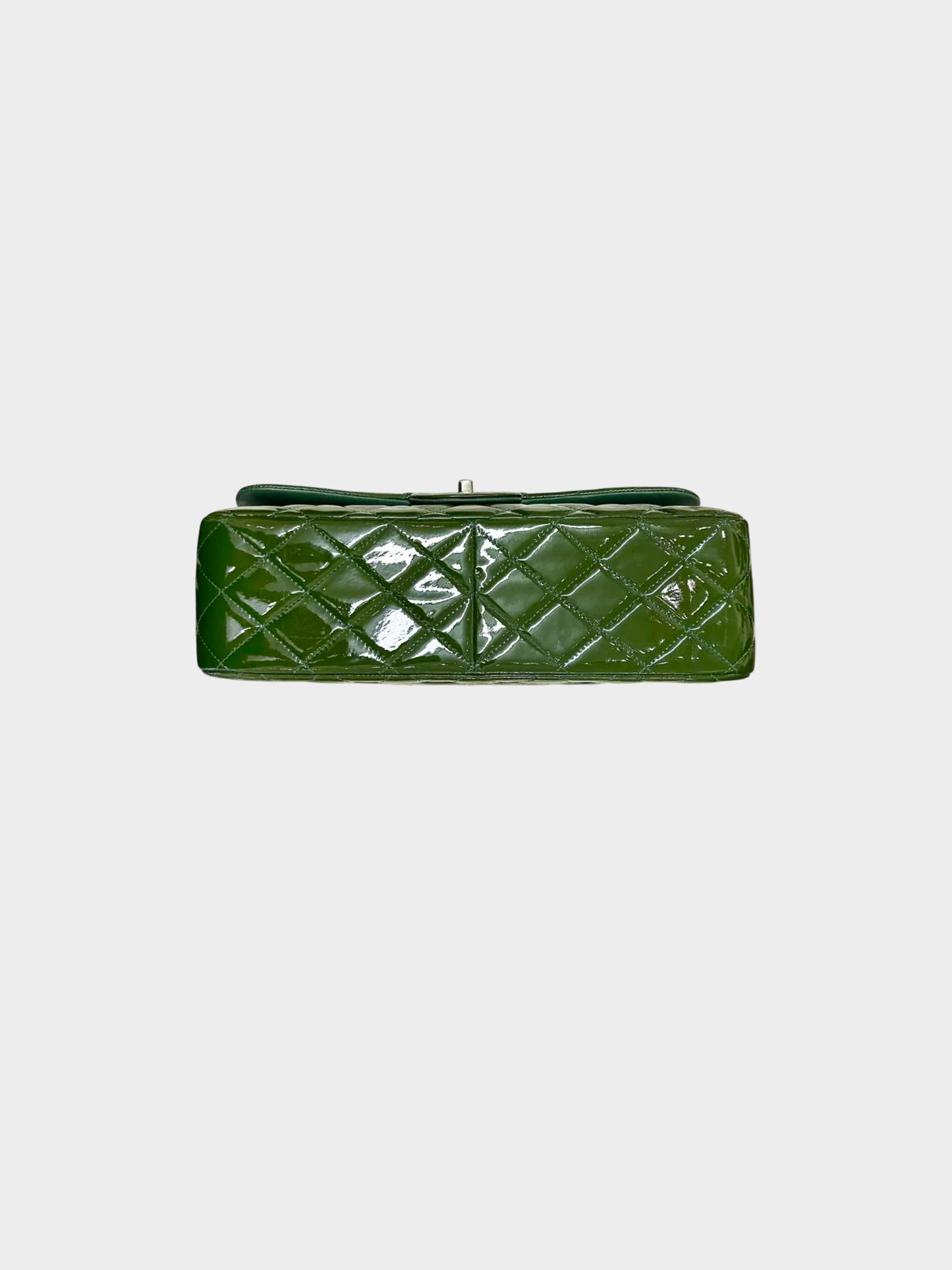 Chanel 2011 Olive Green Patent Leather Jumbo Double Flap Bag