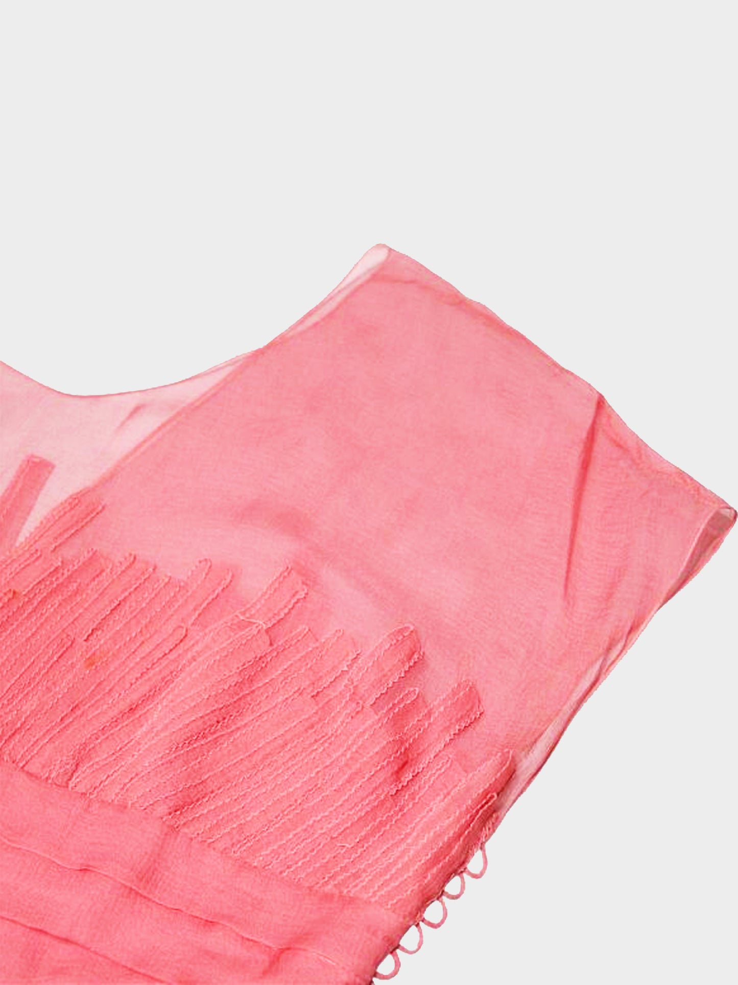Christian Dior 1990s Pink Chiffon Pleated Sheer Blouse