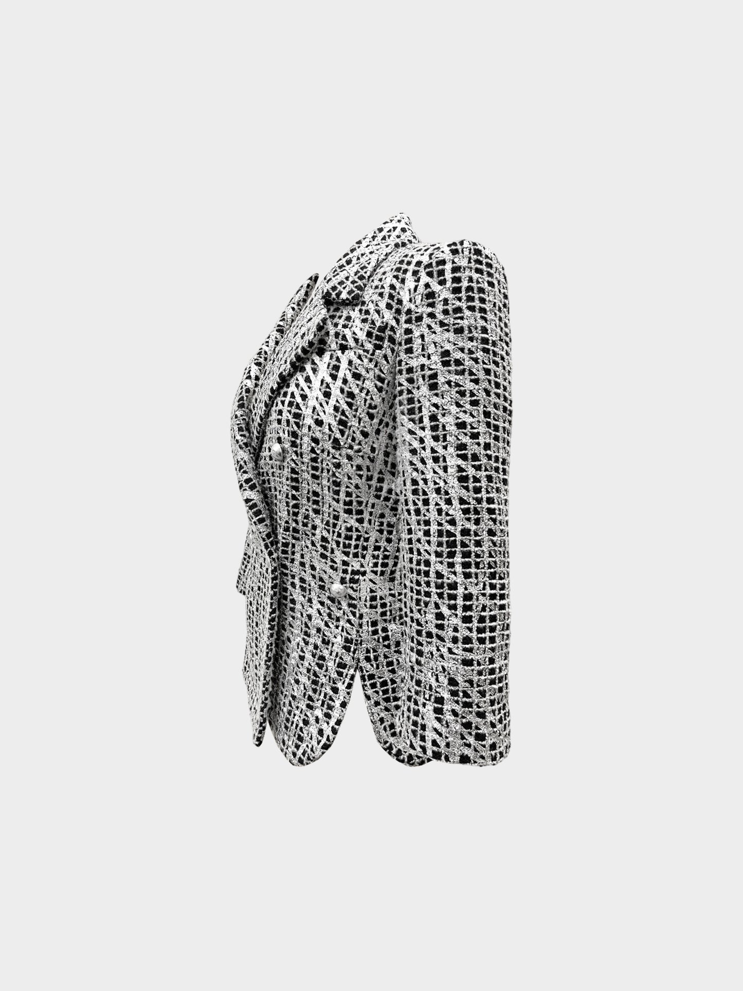Chanel SS 2012 Silver and Black Tweed Jacket