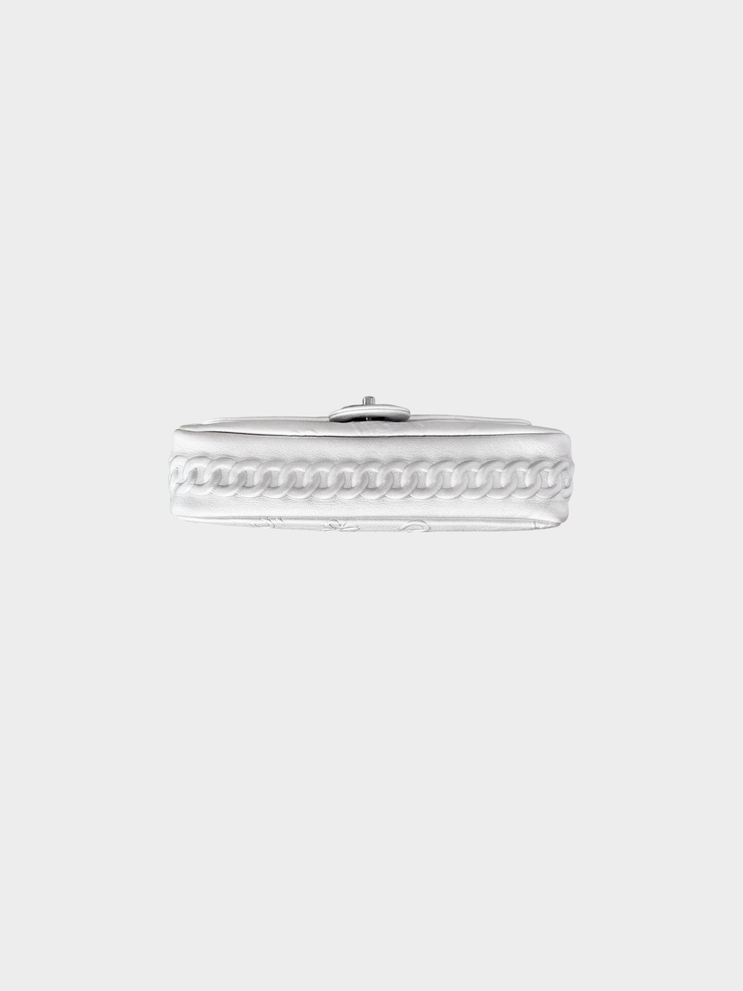Chanel 2009-2010 Metallic Silver Lambskin Symbols Classic Medium Single Flap Bag