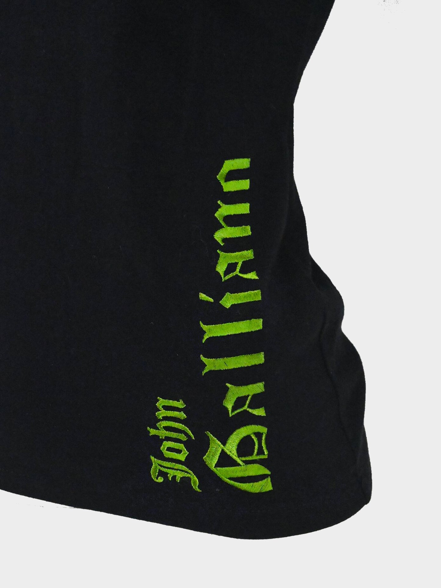 John Galliano 2003 Black Floral and Logo Embroidered Shirt