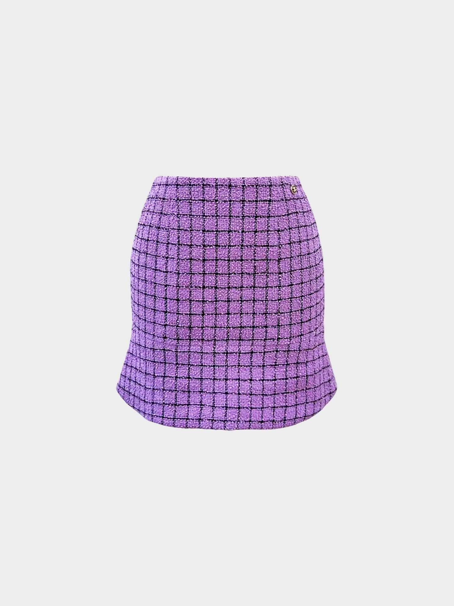 Chanel SS 2022 Purple Cotton Tweed Skirt and Jacket Suit