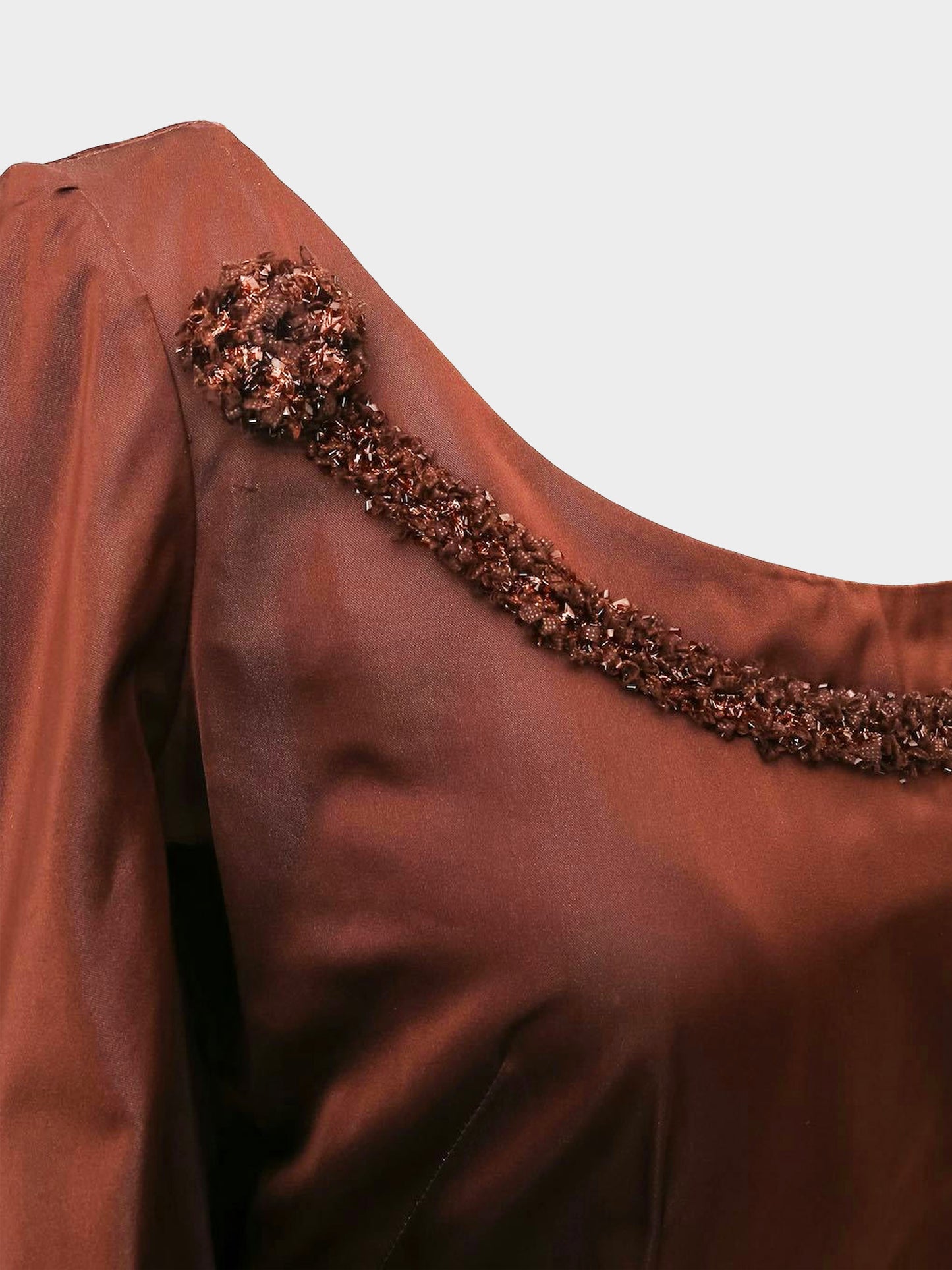 Jean Paul Gaultier SS 1998 Brown Taffeta Puffed Sleeve Dress