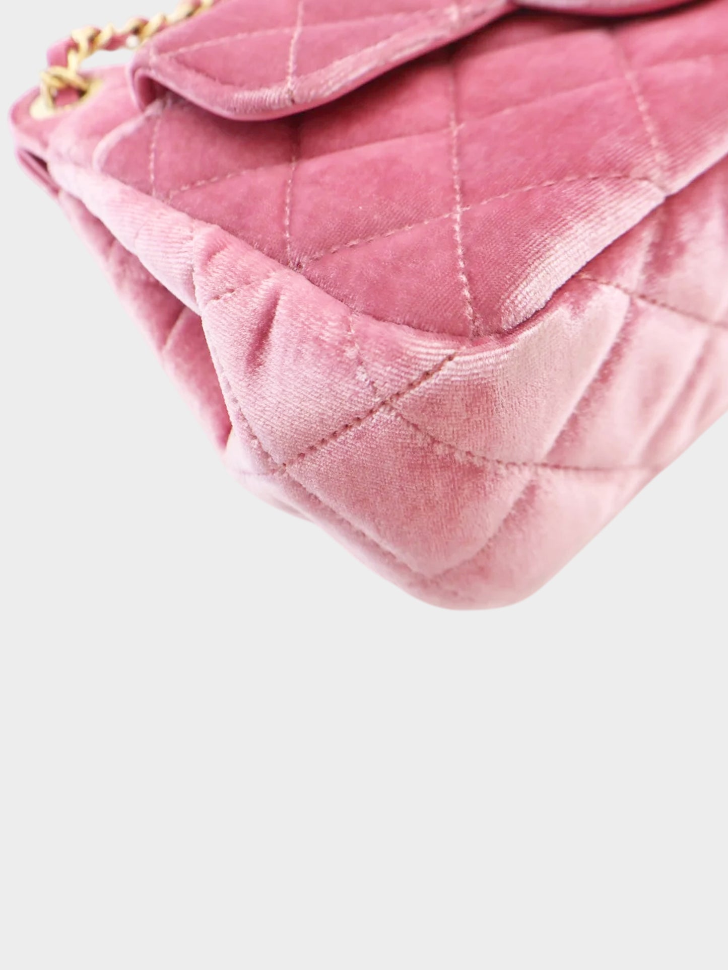Chanel 2020s Pink Velvet Quilted Wave CC Small Hobo Bag