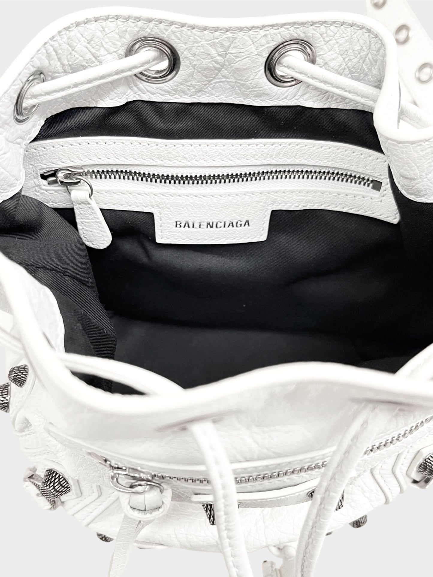 Balenciaga FW 2022 White Le Cagole XS Bucket Bag