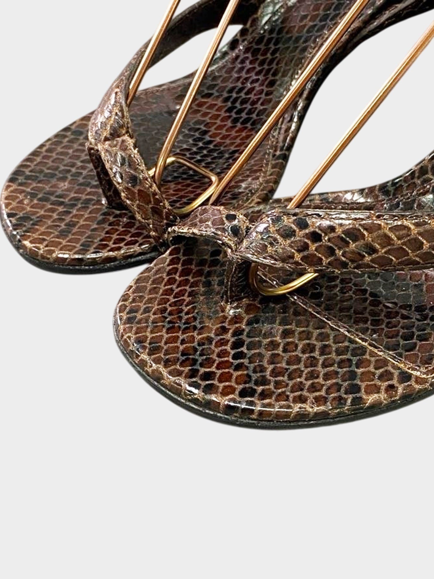 Bottega Veneta 2010s Brown Python Spiral Wrap Heels