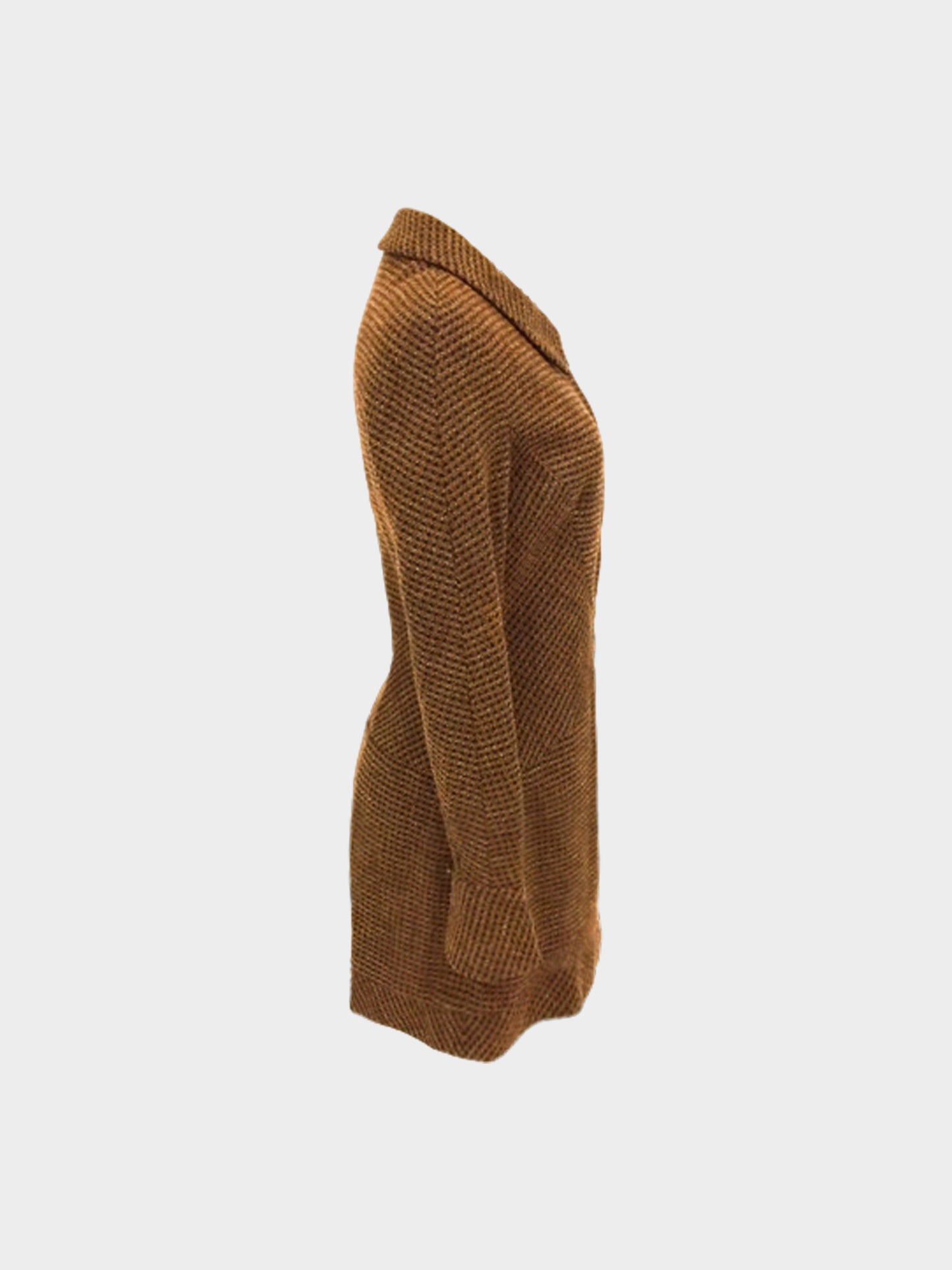Chanel 1990s Brown Wool Blend Long Sleeve Zip Dress