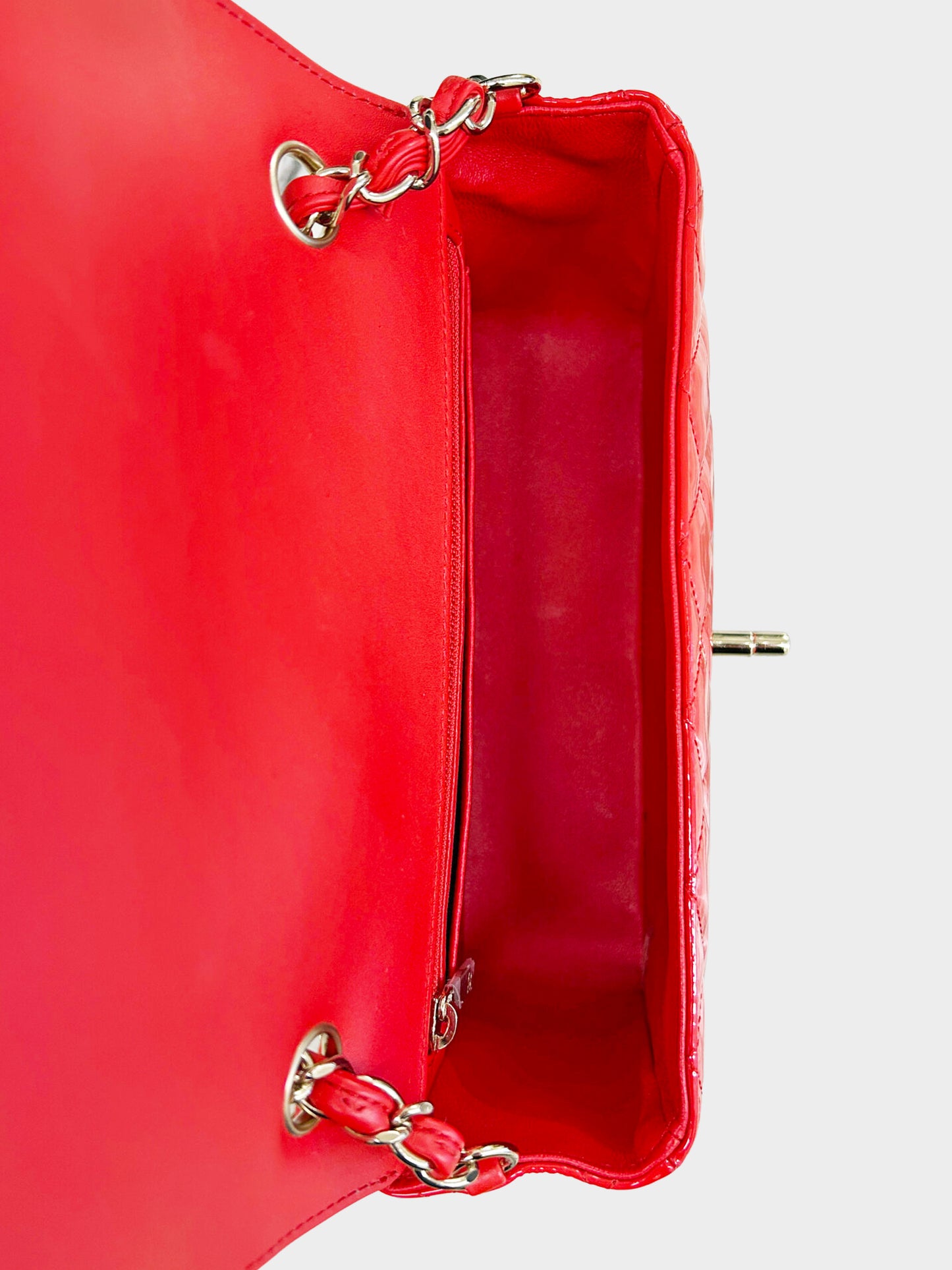Chanel 2019 Red Patent Leather Classic Mini Flap Bag