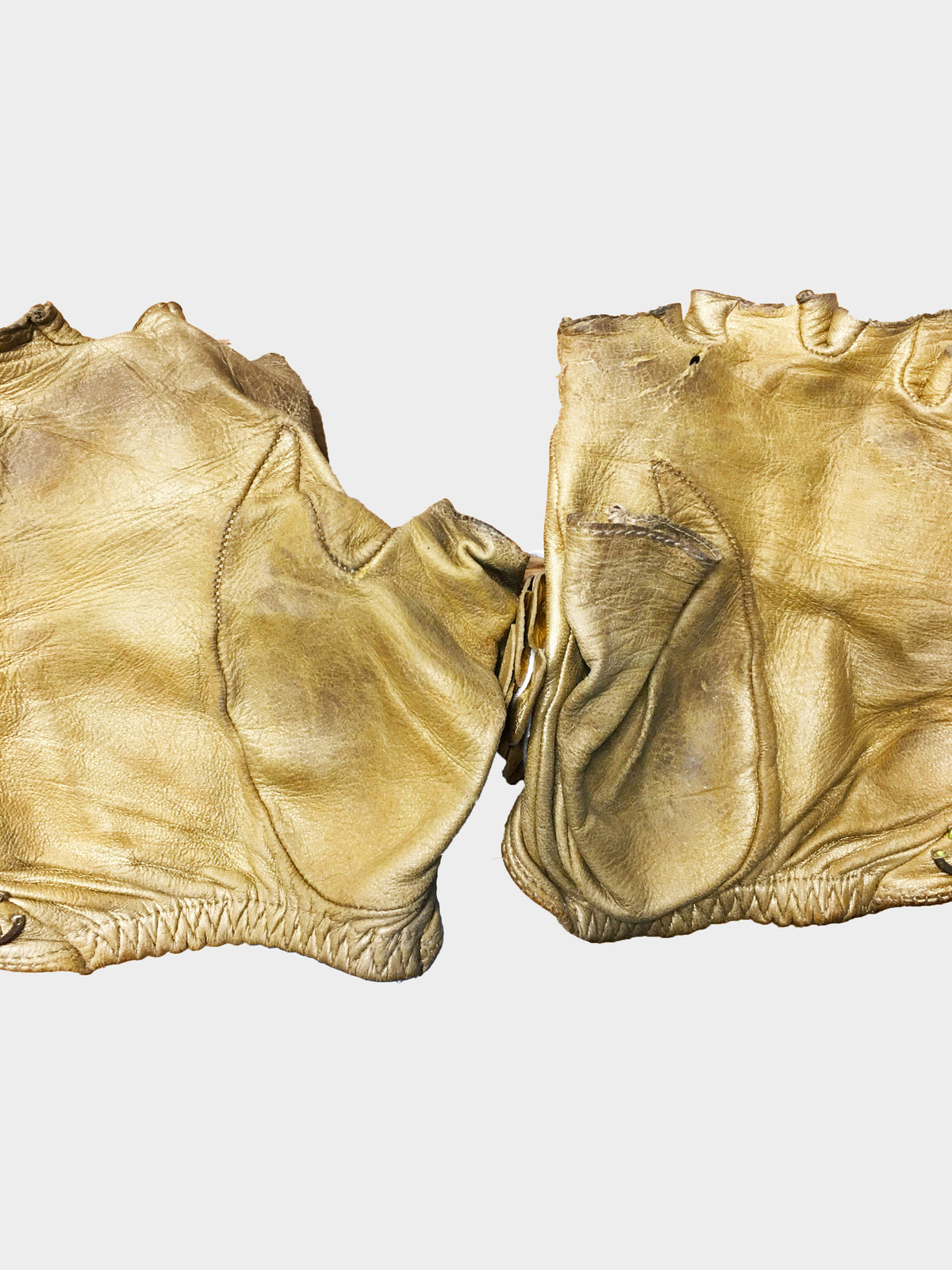 Chanel by Karl Lagerfeld 2000s Rare Gold Leather and Camellia Flowers Fingerless Gloves
