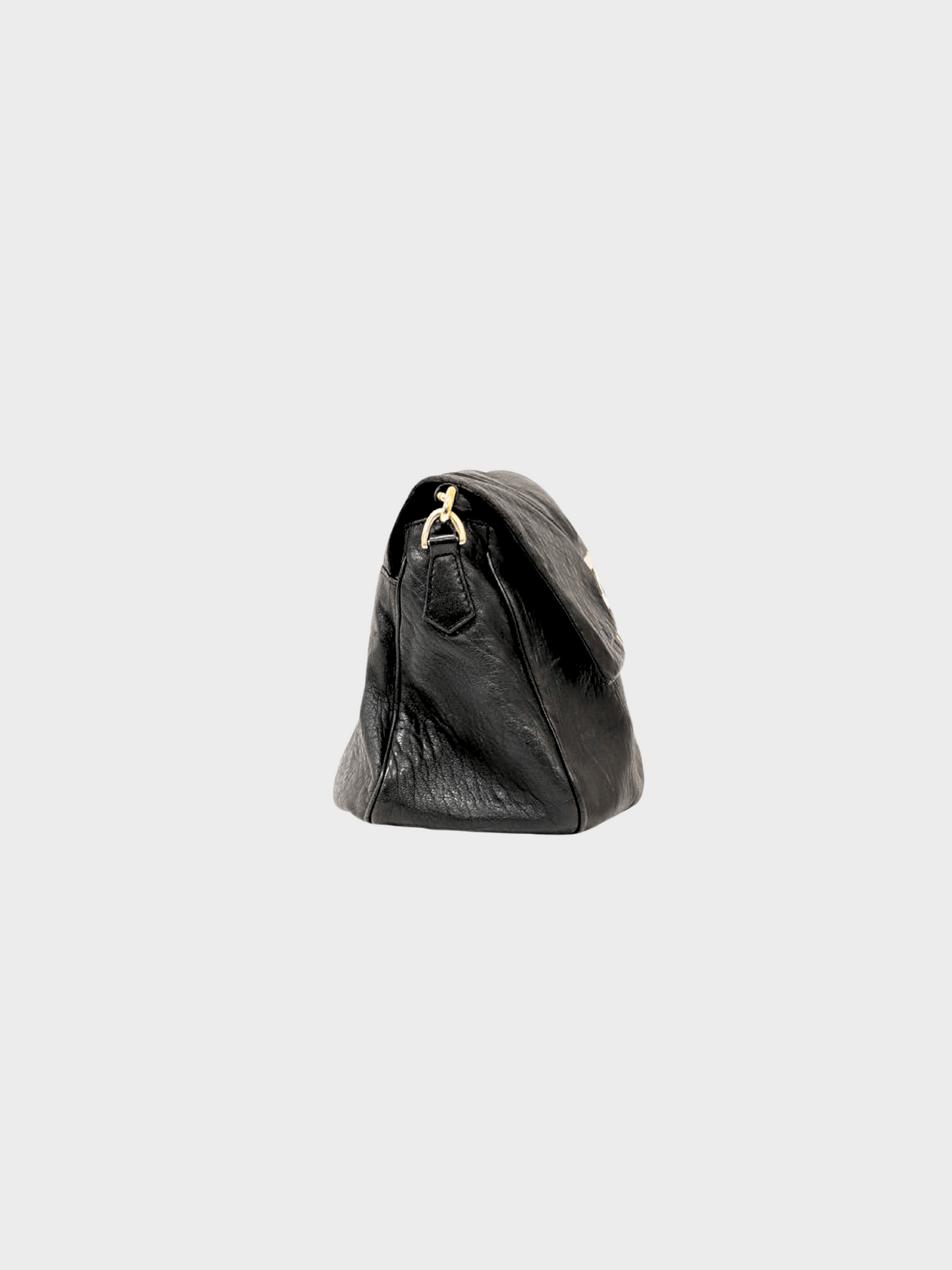Fendi 2010s Black Leather Chain Shoulder Bag