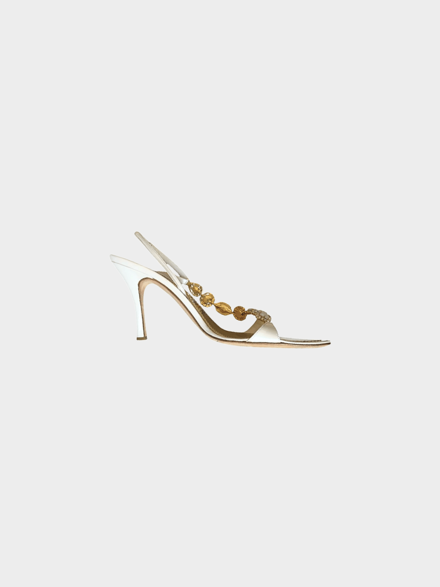 René Caovilla 2000s Crystal White Embellished Sandal Heels