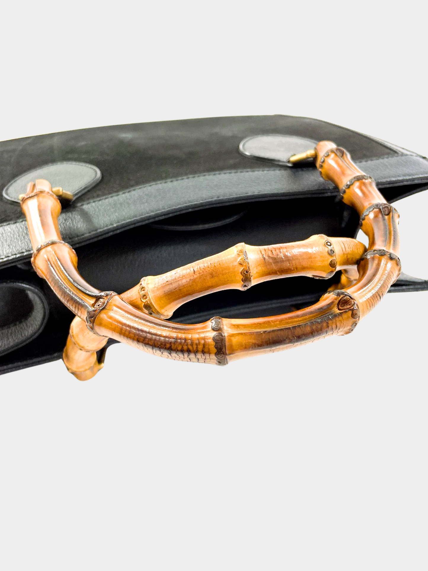 Gucci 2010s Black Bamboo Suede Handbag