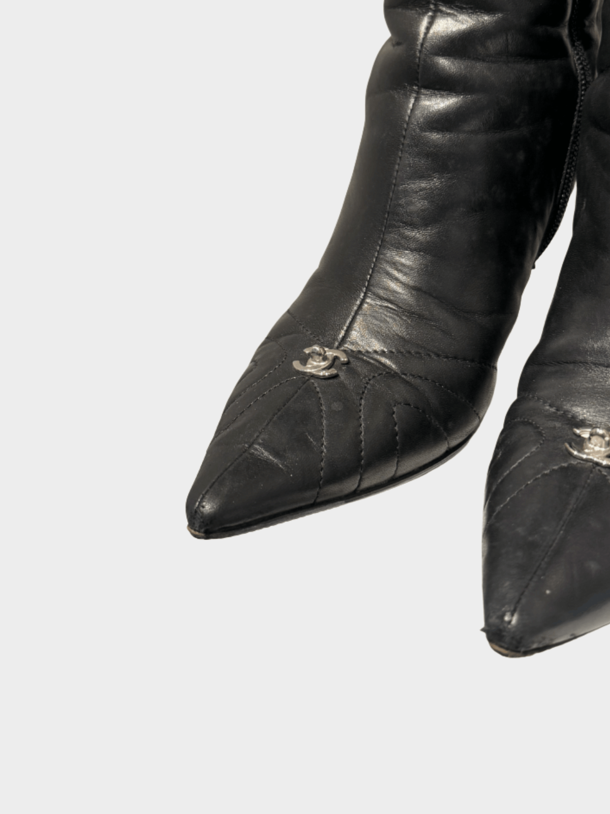 Chanel FW 2004 Black CC Turnlock Boots