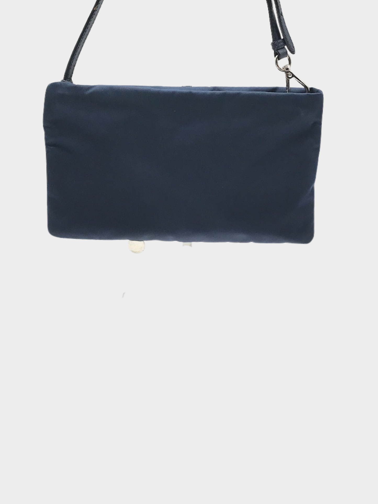 Prada 2000s Navy Blue Heart Motif Triangular Logo Nylon Handbag