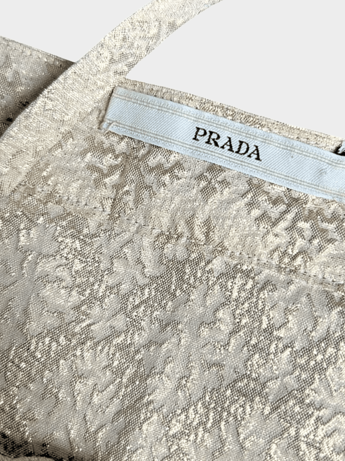 Prada SS 2002 Runway Golden Beige Silk Blend Jacquard Dress