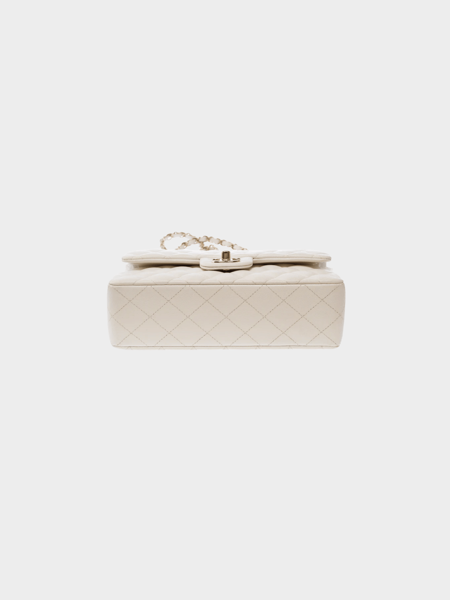 Chanel 2021 White Caviar Leather Medium Double Flap Bag