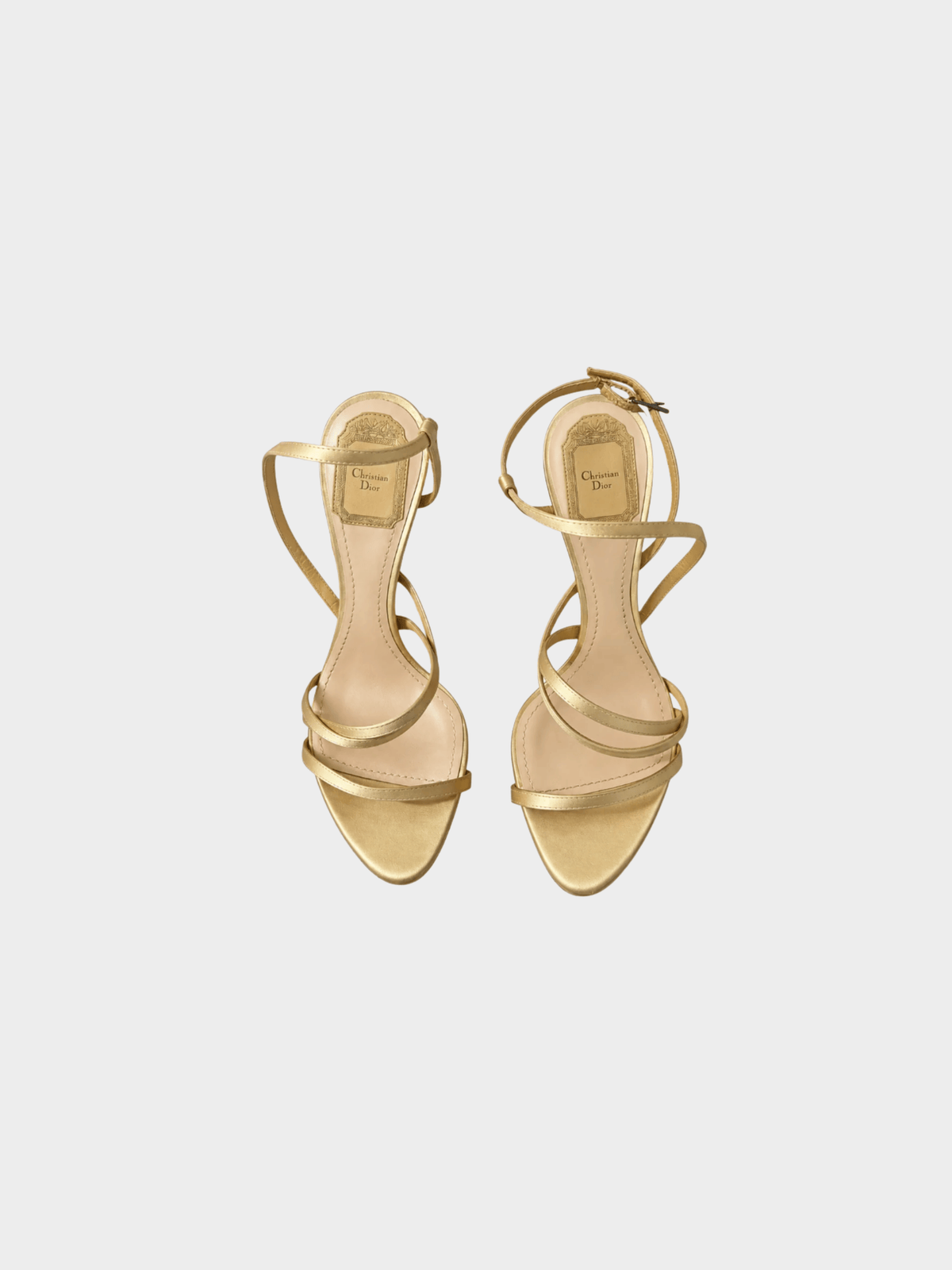 Christian Dior 2000s Gold Leather Strappy Sandal Heels