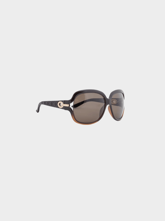Christian Dior 2000s MyLadyDior7 Brown Cannage Oversized Square Sunglasses