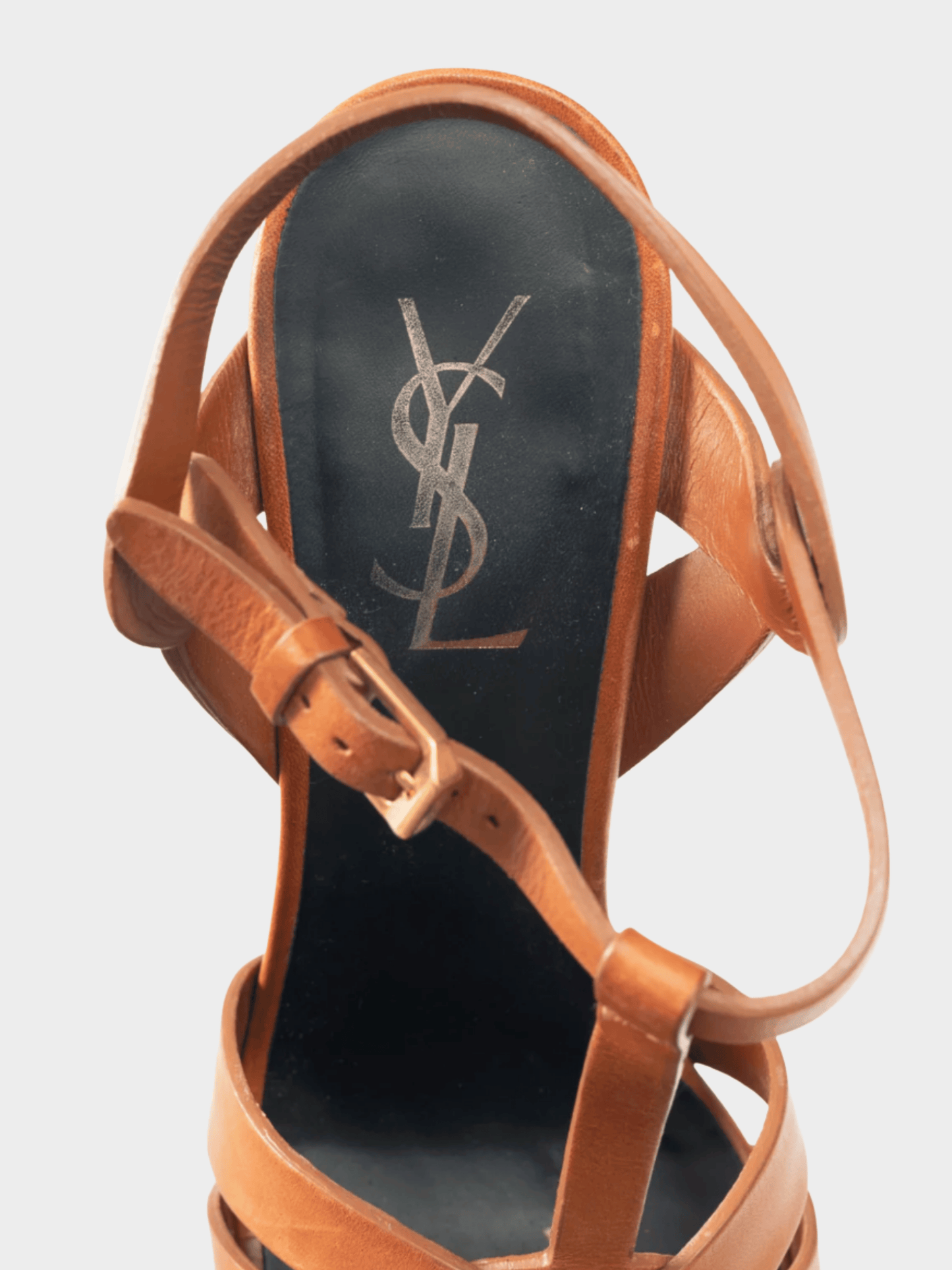 Yves Saint Laurent 2012 Tribute 105 Brown Leather Platform Sandals
