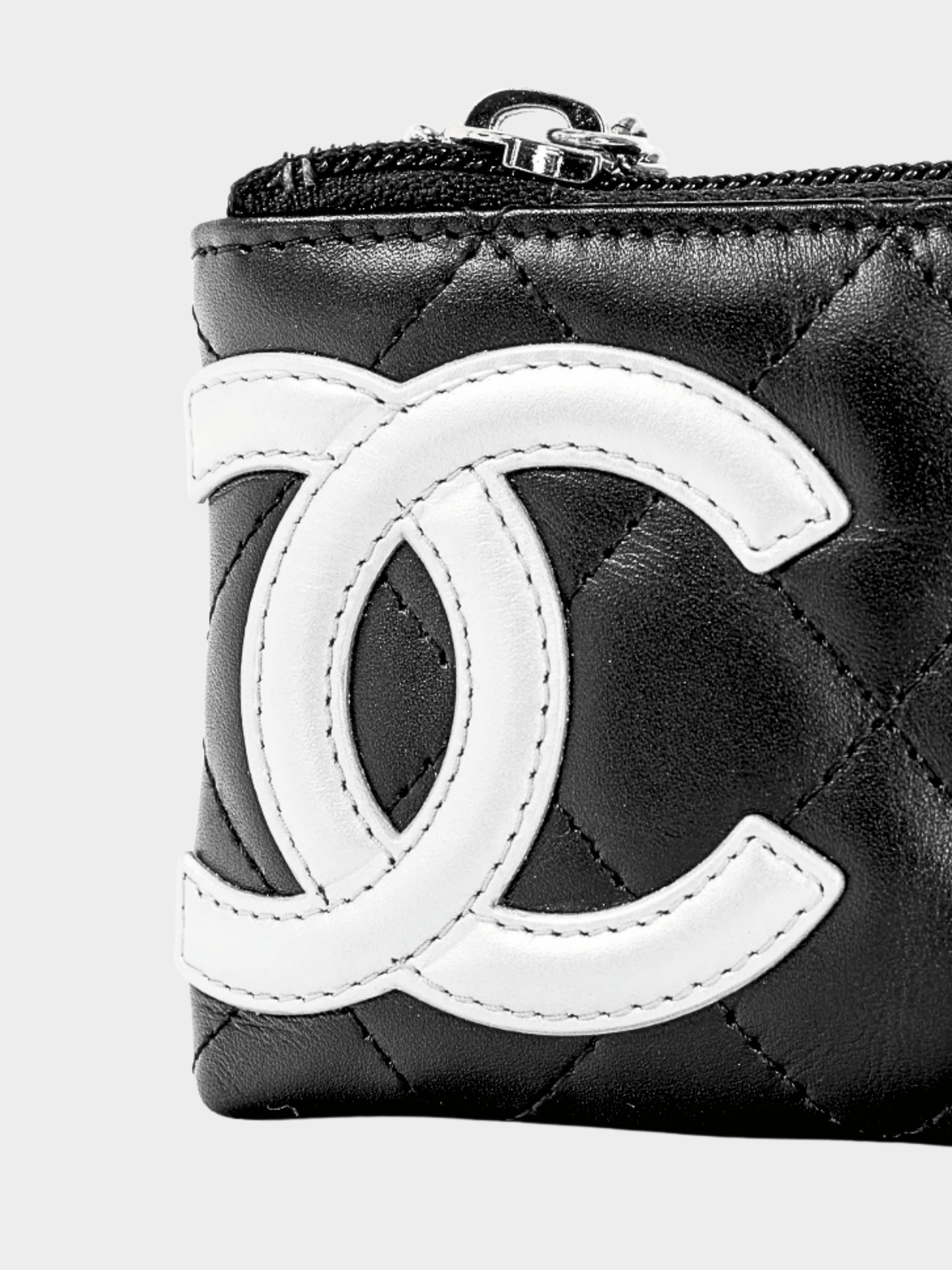 Chanel Cruise 2012 Black Noir & Argen Cambon CC Quilted Card Case