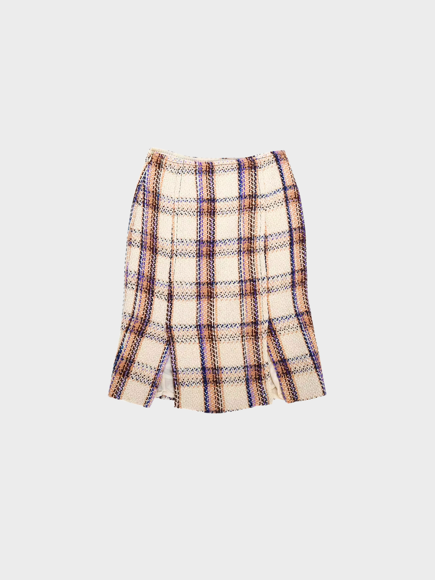 Miu Miu FW 2000 Multicolor Plaid Tweed Skirt