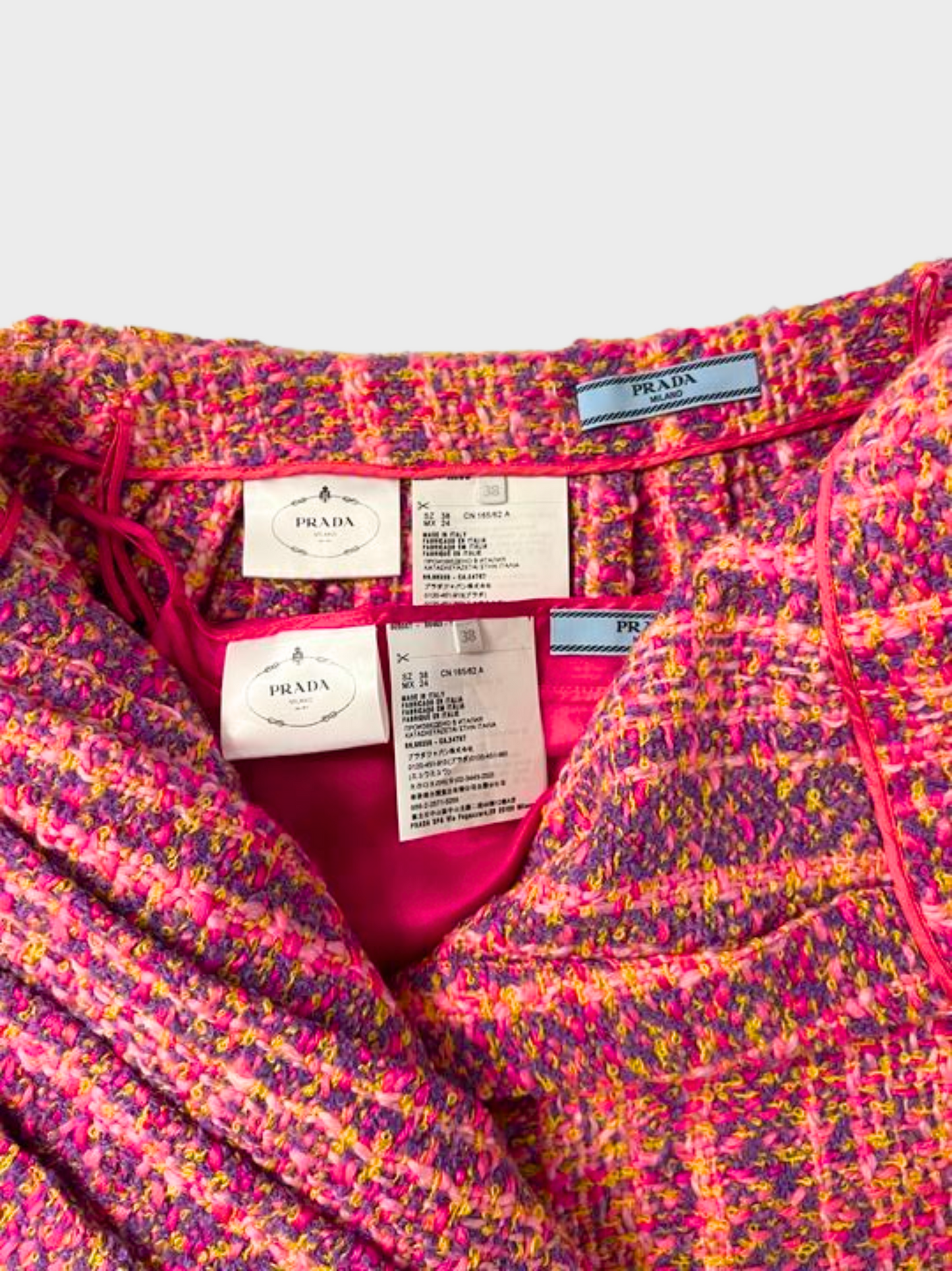 Prada 1990s Pink Pleated Wool Wrap  Knee Length Skirt