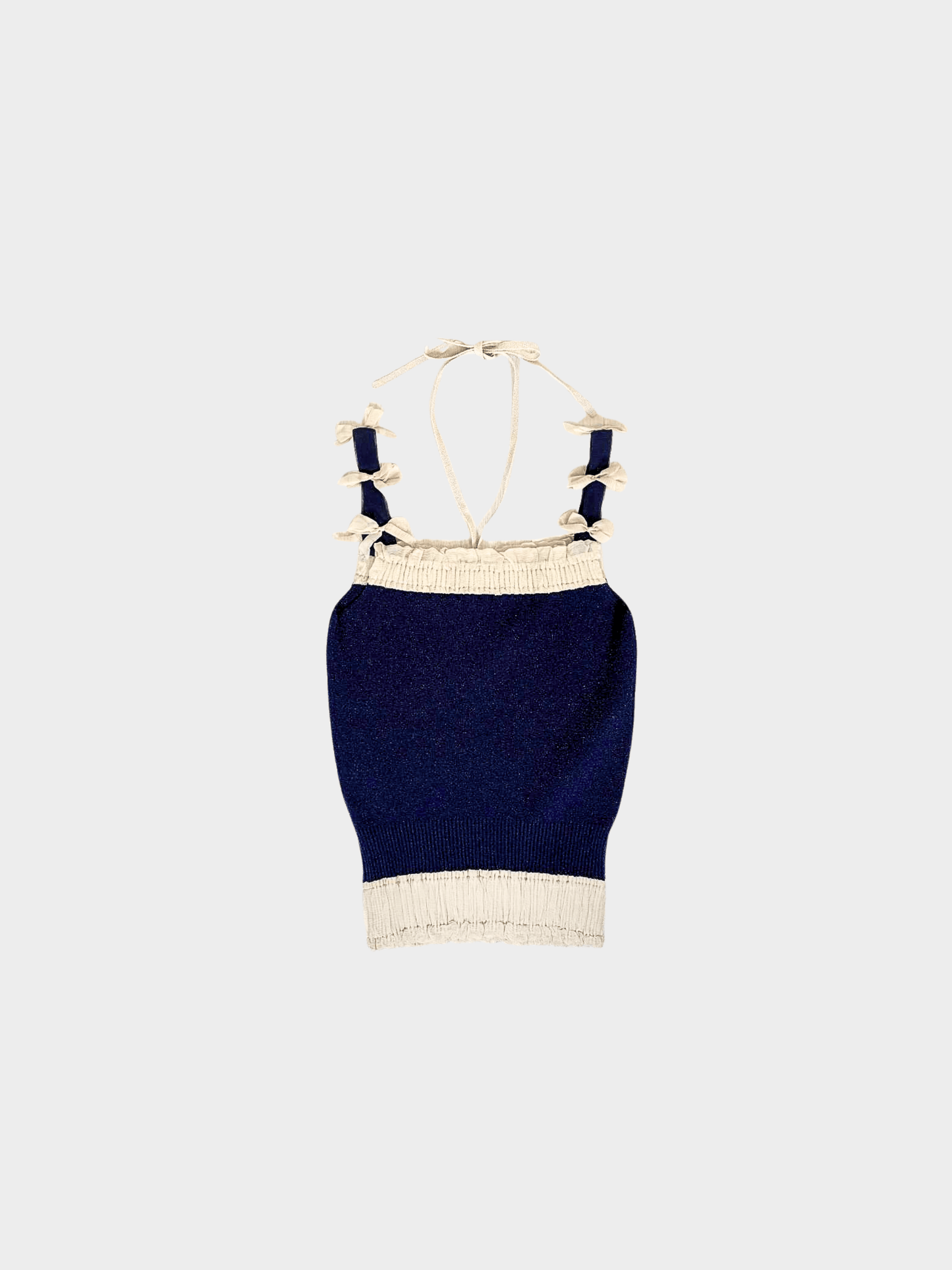 Chanel 2006 Navy Knitted Ribbon Top