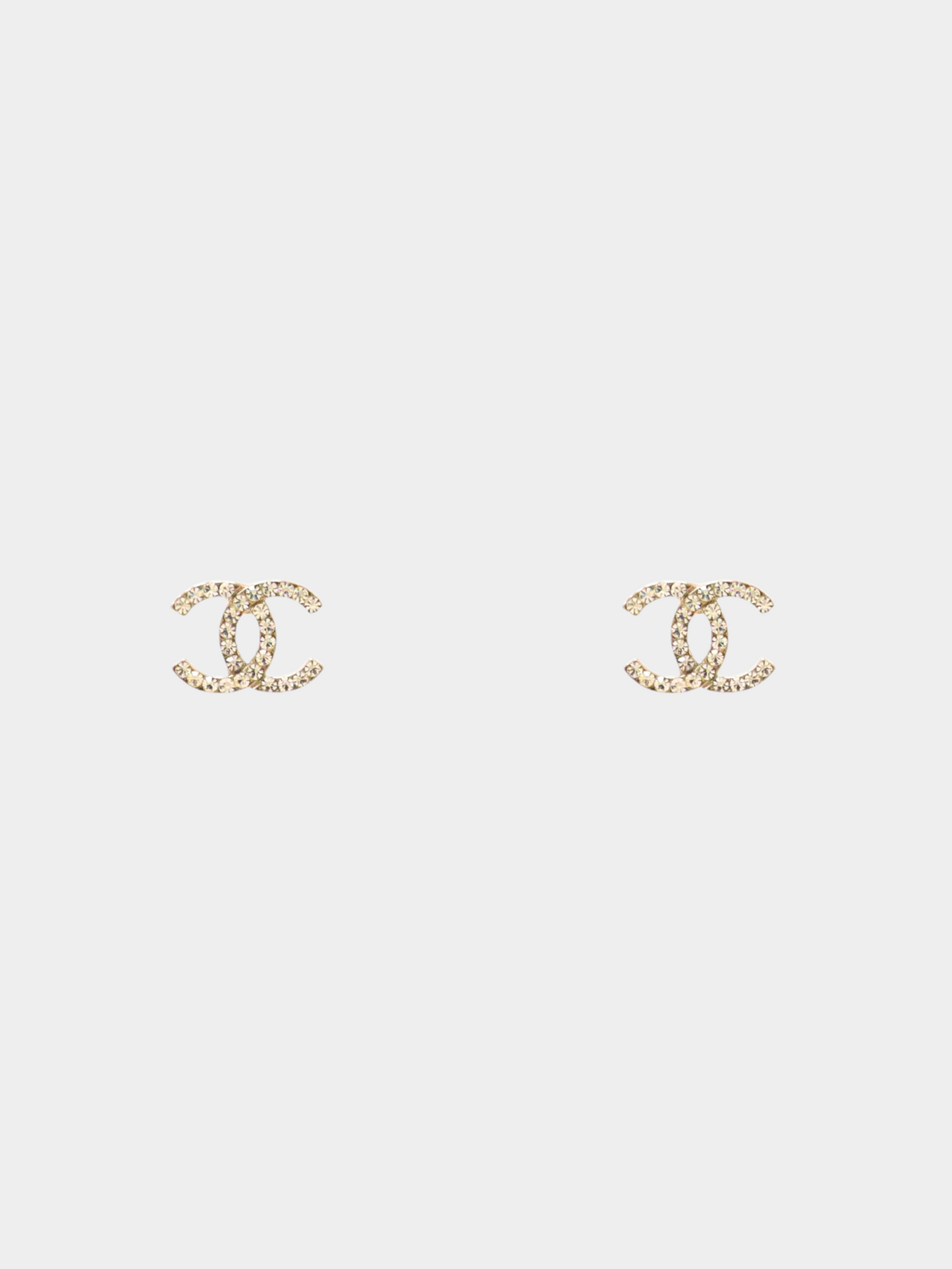 Chanel 2002 Silver Coco Rhinestone Stud Earrings