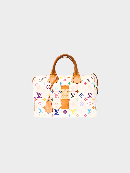 Louis Vuitton 2003 White Monogram Multicolor Speedy 30 Bag