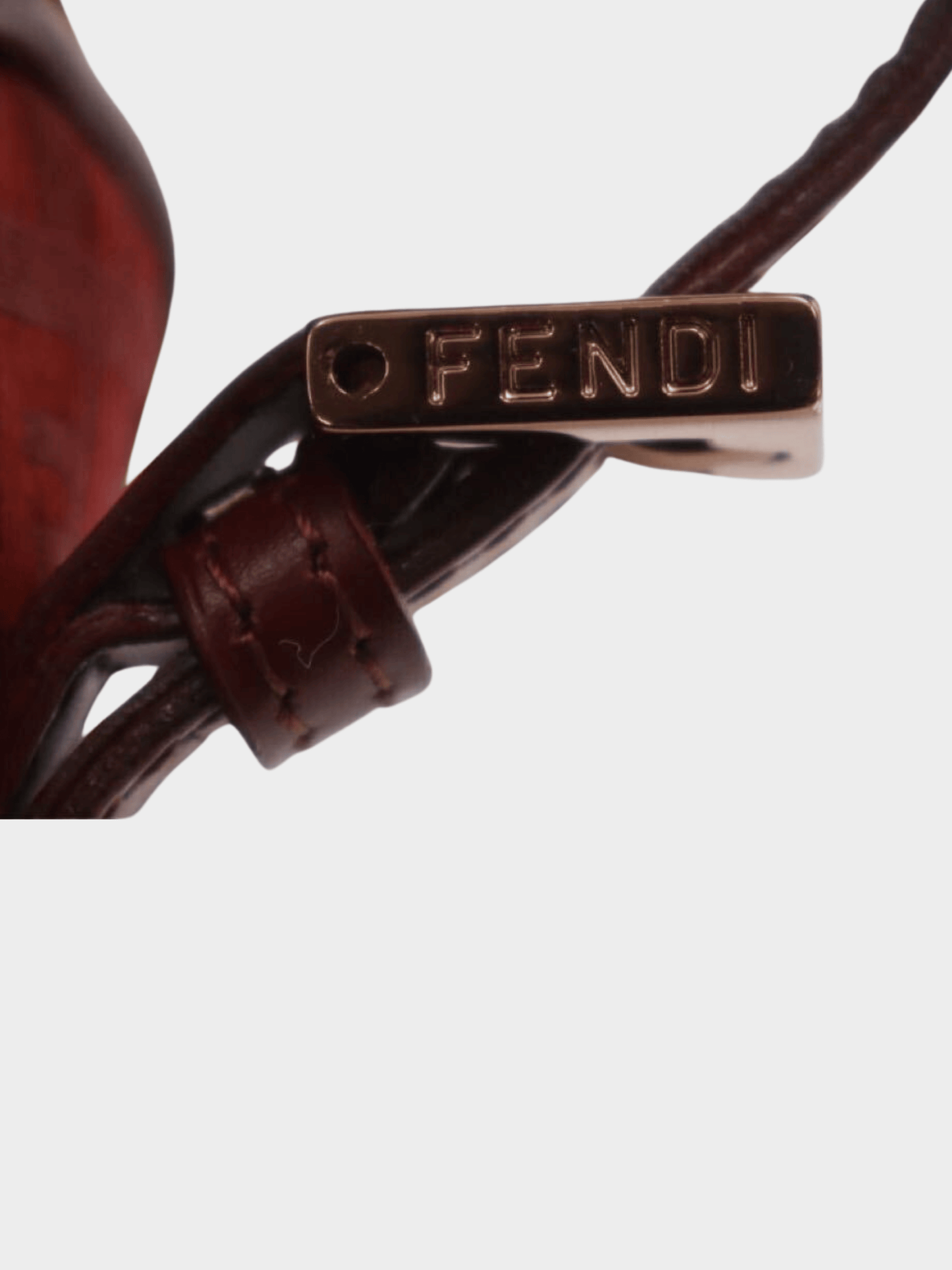 Fendi 2000s Cherry Red Zucchino Barrel Pochette Bag