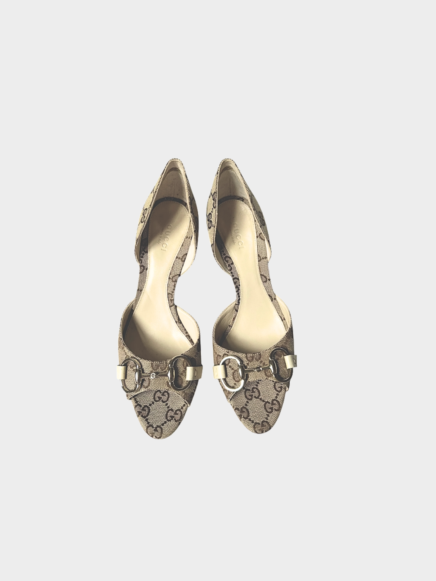 Gucci 2000s Khaki Canvas Monogram Heels