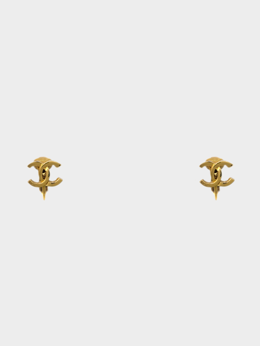 Chanel 1990s Gold CC Turnlock Clip-On Earrings