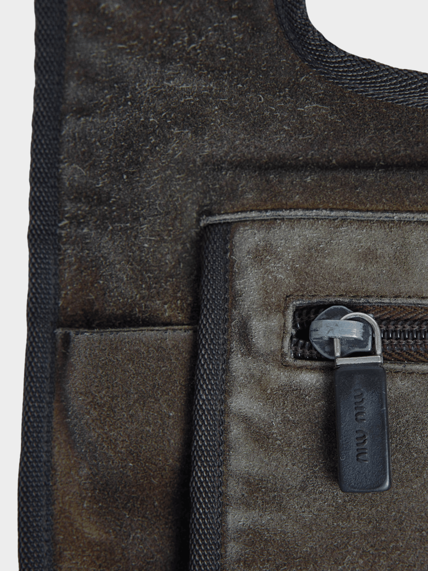 Miu Miu FW 1999 Khaki Suede Crossbody Bag