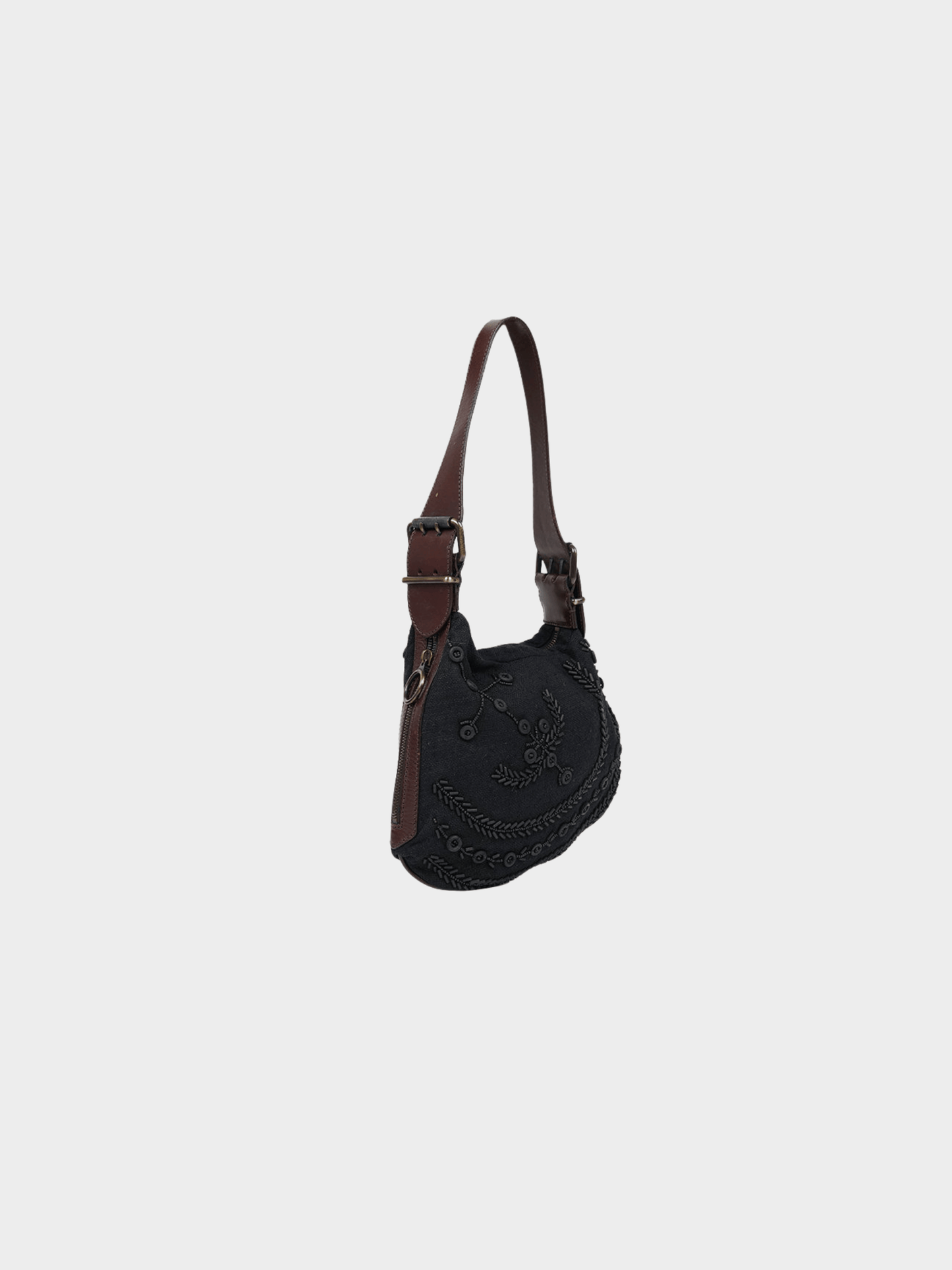 Fendi FW 2002 Oyster Black Embroidery Bag