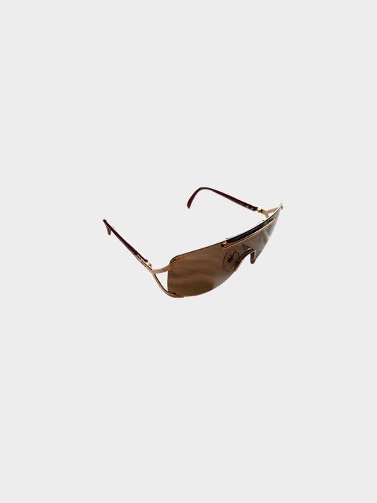 Christian Dior 2000s Brown Acetate Visor Sunglasses