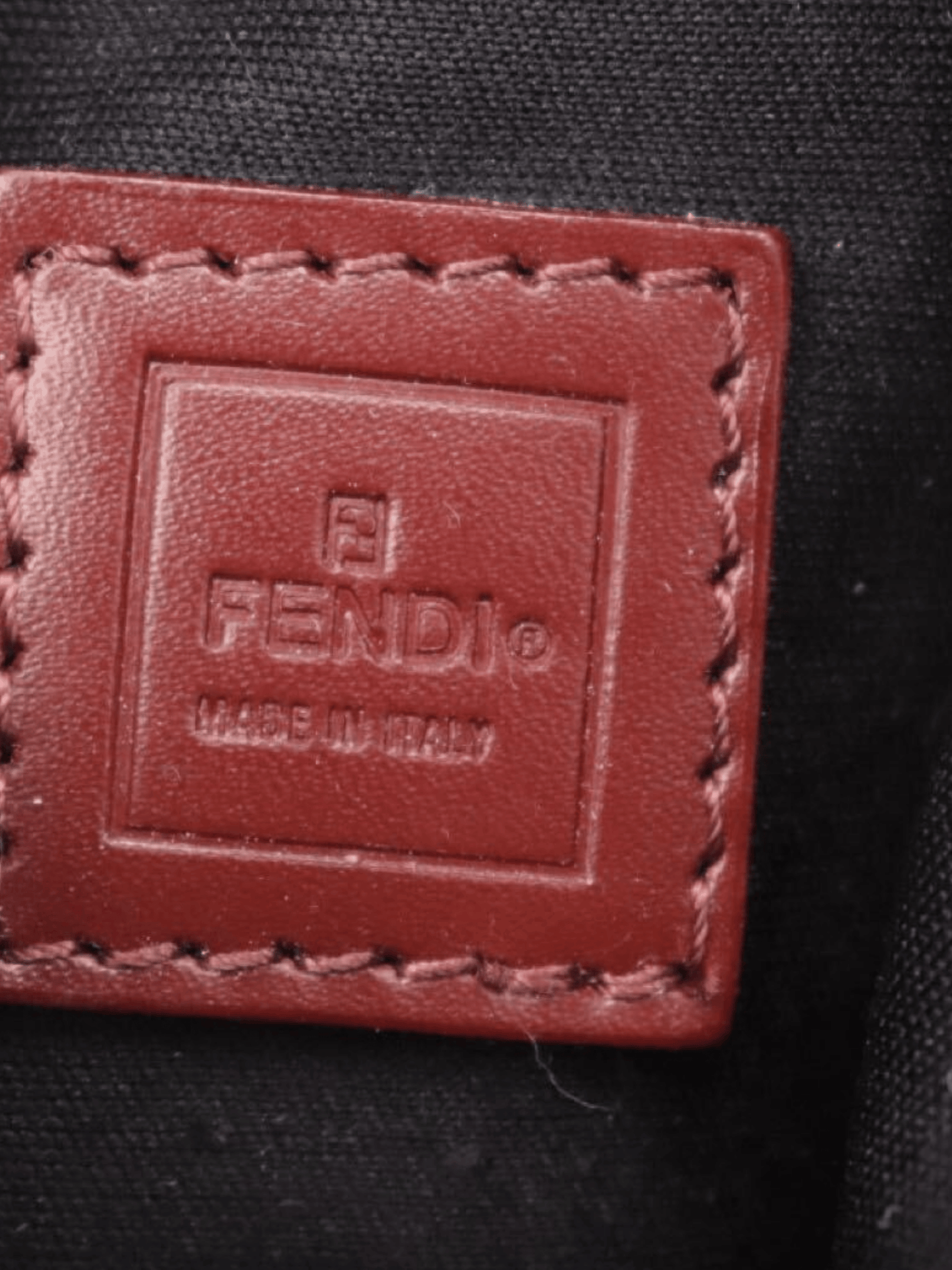 Fendi 2000s Cherry Red Zucchino Barrel Pochette Bag