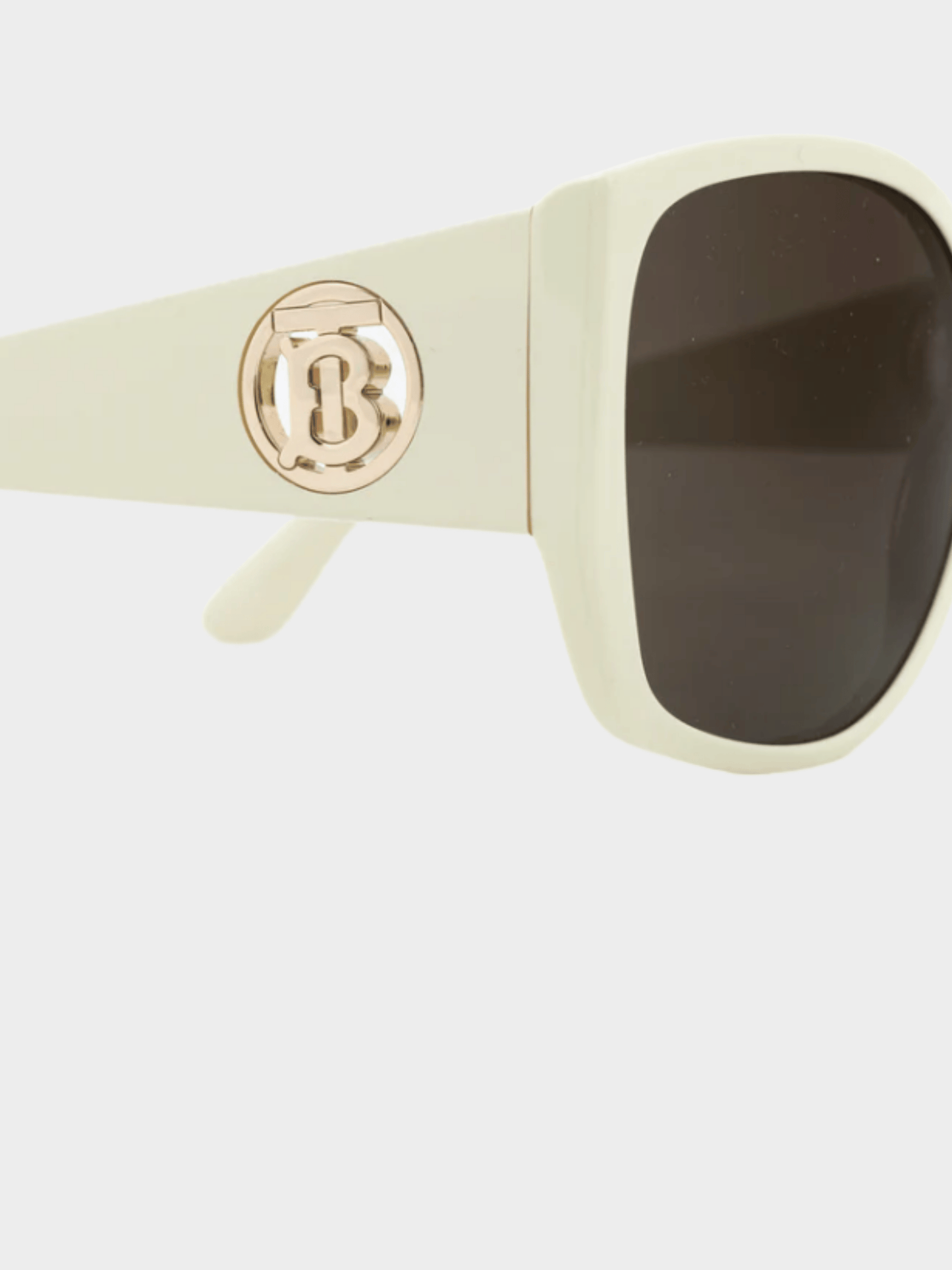Burberry SS 2019 Runway White Acetate Logo-Temple Oversized Butterfly Frame Sunglasses