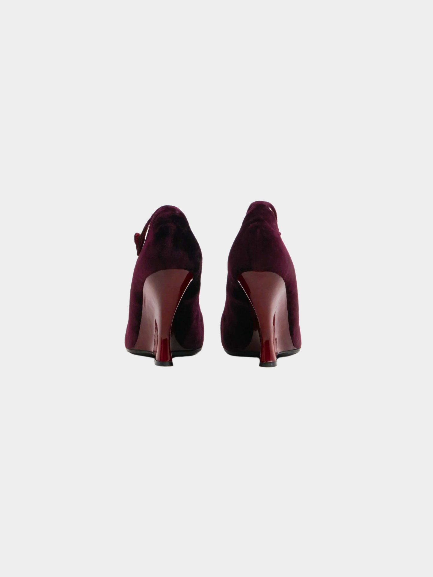 Yves Saint Laurent By Tom Ford FW 2004 Red & Purple velvet wedge sandals