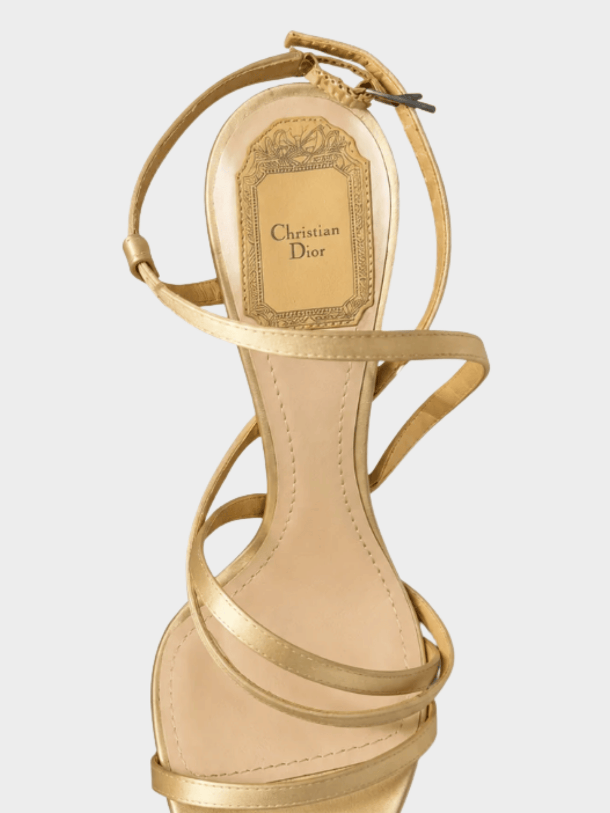 Christian Dior 2000s Gold Leather Strappy Sandal Heels