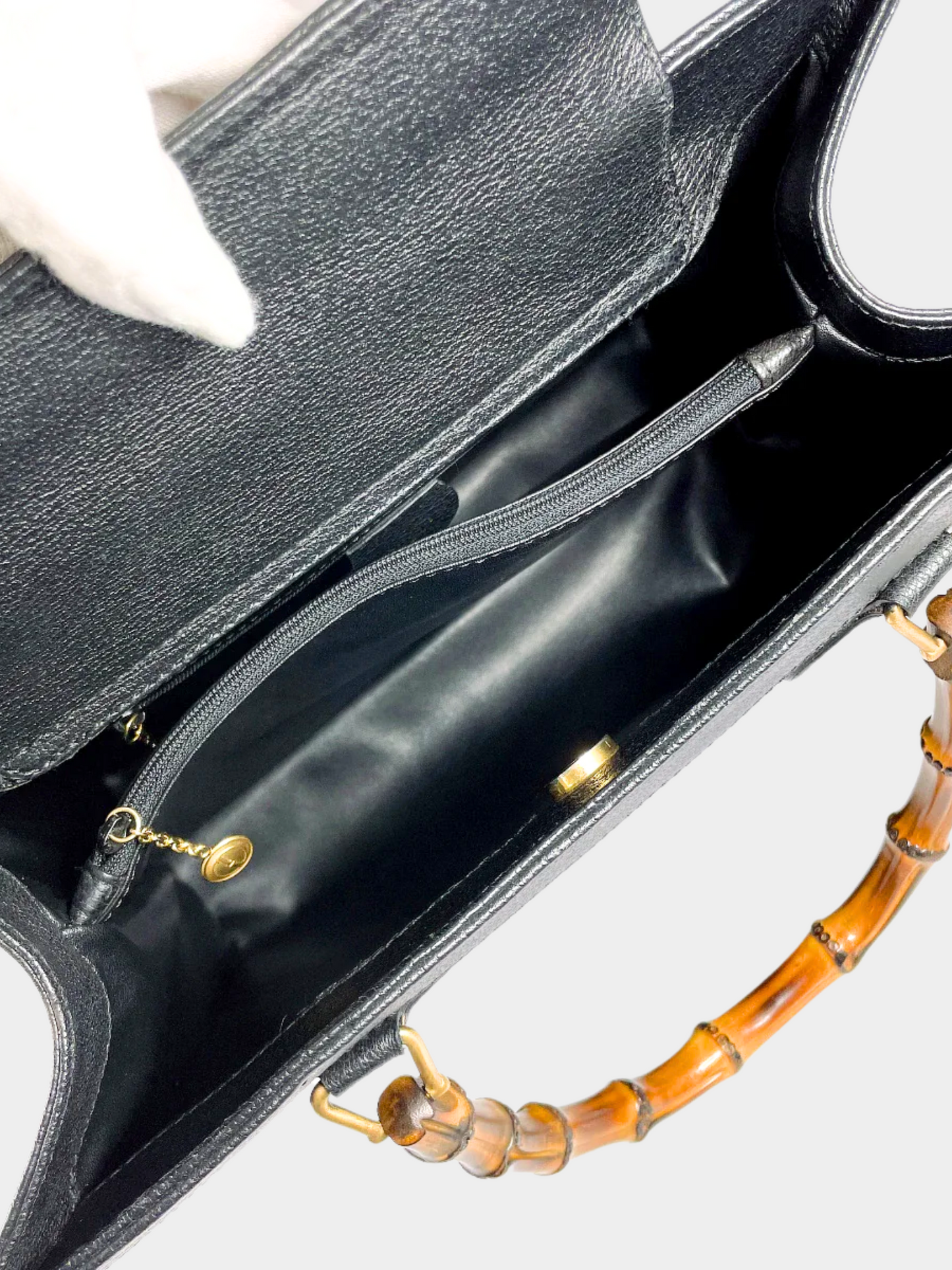 Gucci 2010s Black Bamboo Suede Handbag