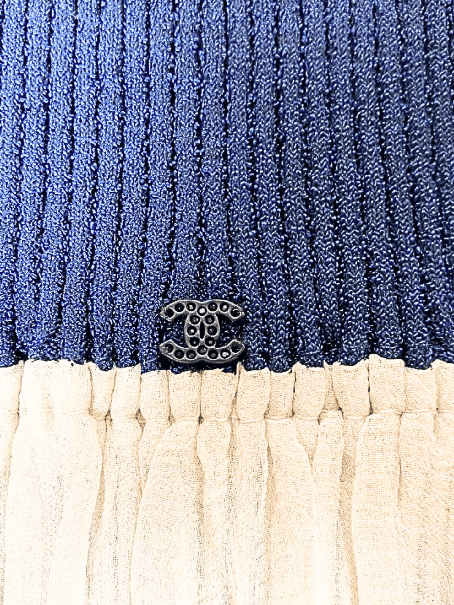 Chanel 2006 Navy Knitted Ribbon Top